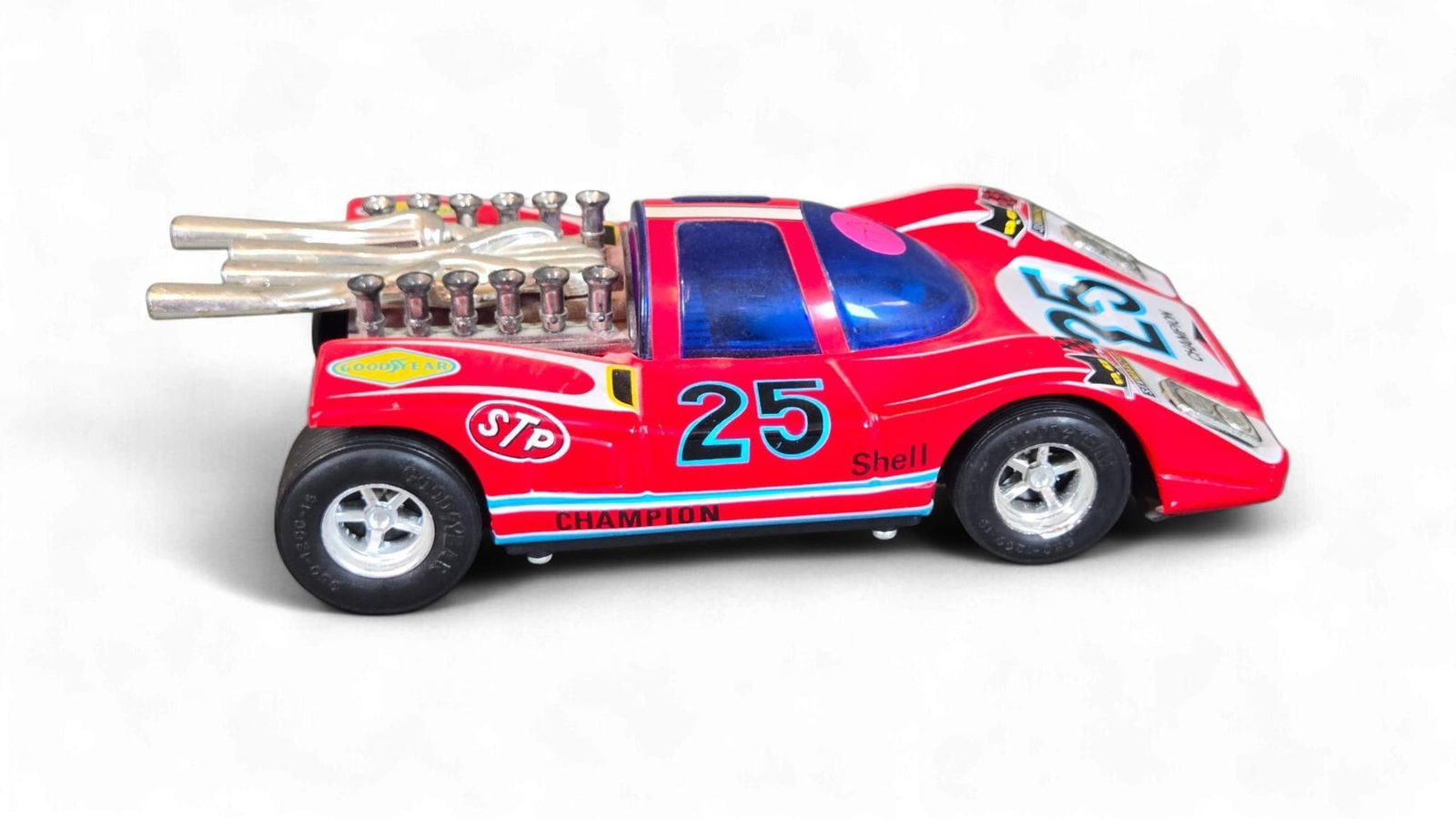 Vintage Taiwan Interpur Big Machine Mystery Bump'n Go Plastic Race Car, Porsche 917K Style (1 of 7)