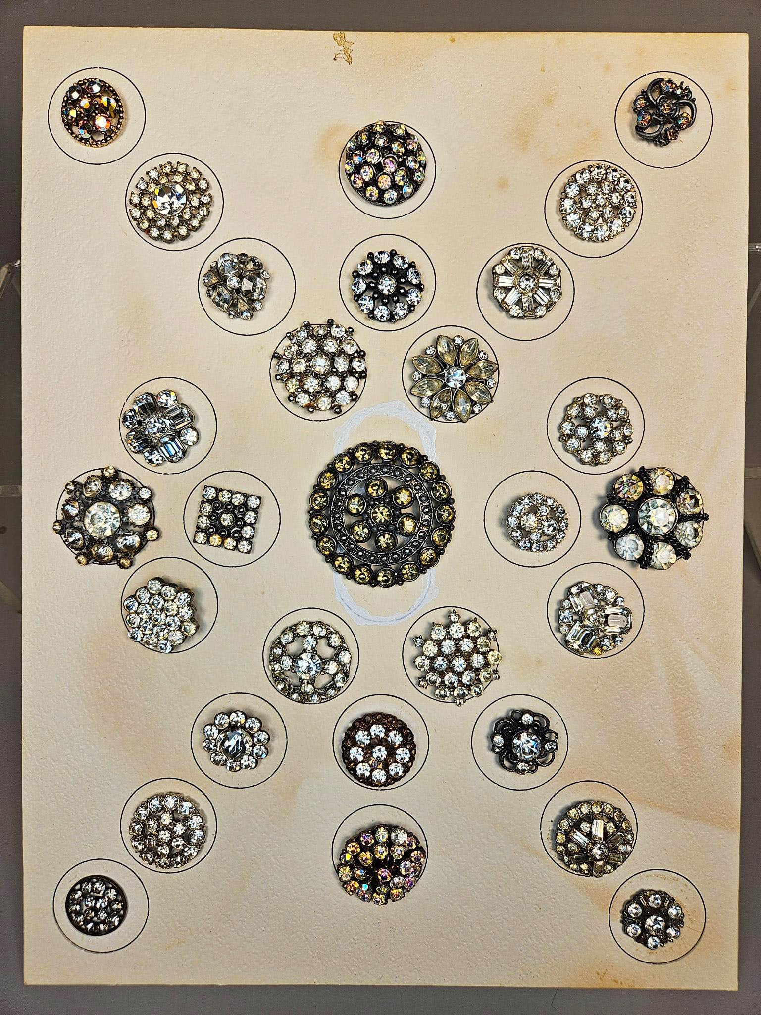 A group of Vintage Rhinestone Buttons, Possibly German, Mid-20th Century (1 of 15)