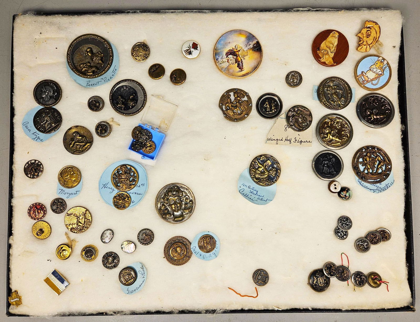 A Collection of Antique and Vintage Buttons and Pins, in Various Metals, Enamel, and Glass, (1 of 15)