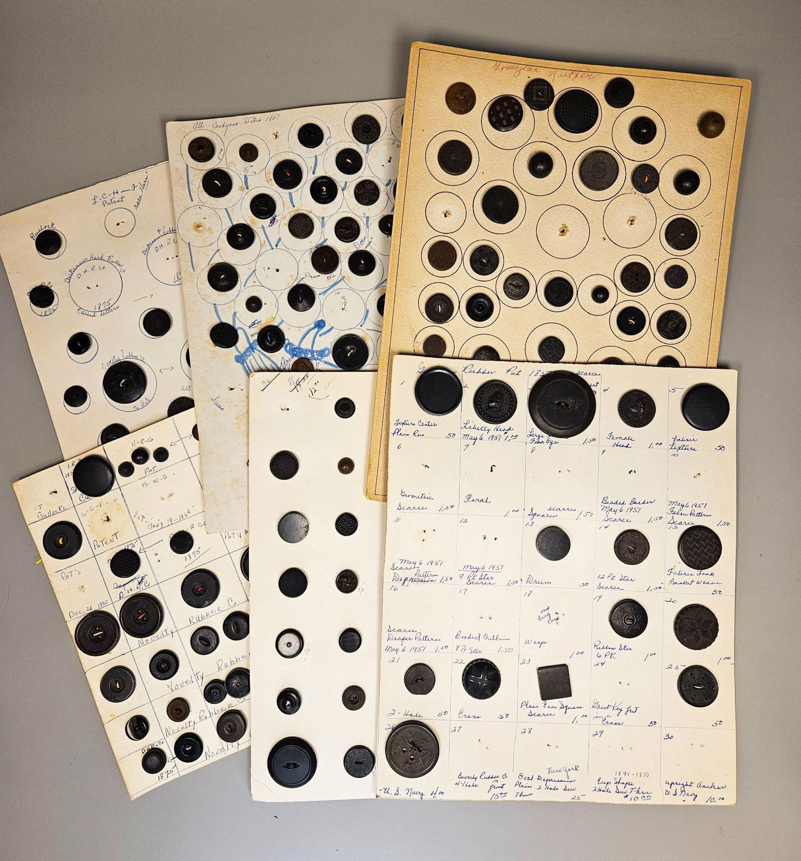 A Collection of Mid-19th Century Goodyear and Novelty Hard Rubber Buttons, including 'Liberty Head' (1 of 19)