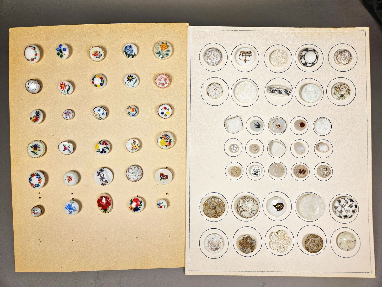 A Collection of Vintage Buttons, Late 19th to Mid-20th Century, including Hand-Painted Floral (1 of 19)