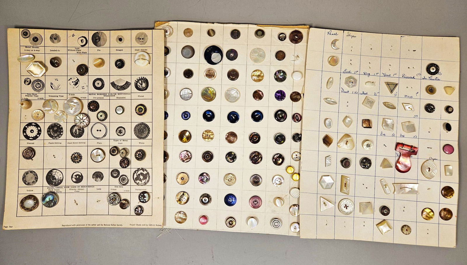 A Collection of Vintage Mother-of-Pearl and Shell Buttons on Display Sheets (1 of 19)