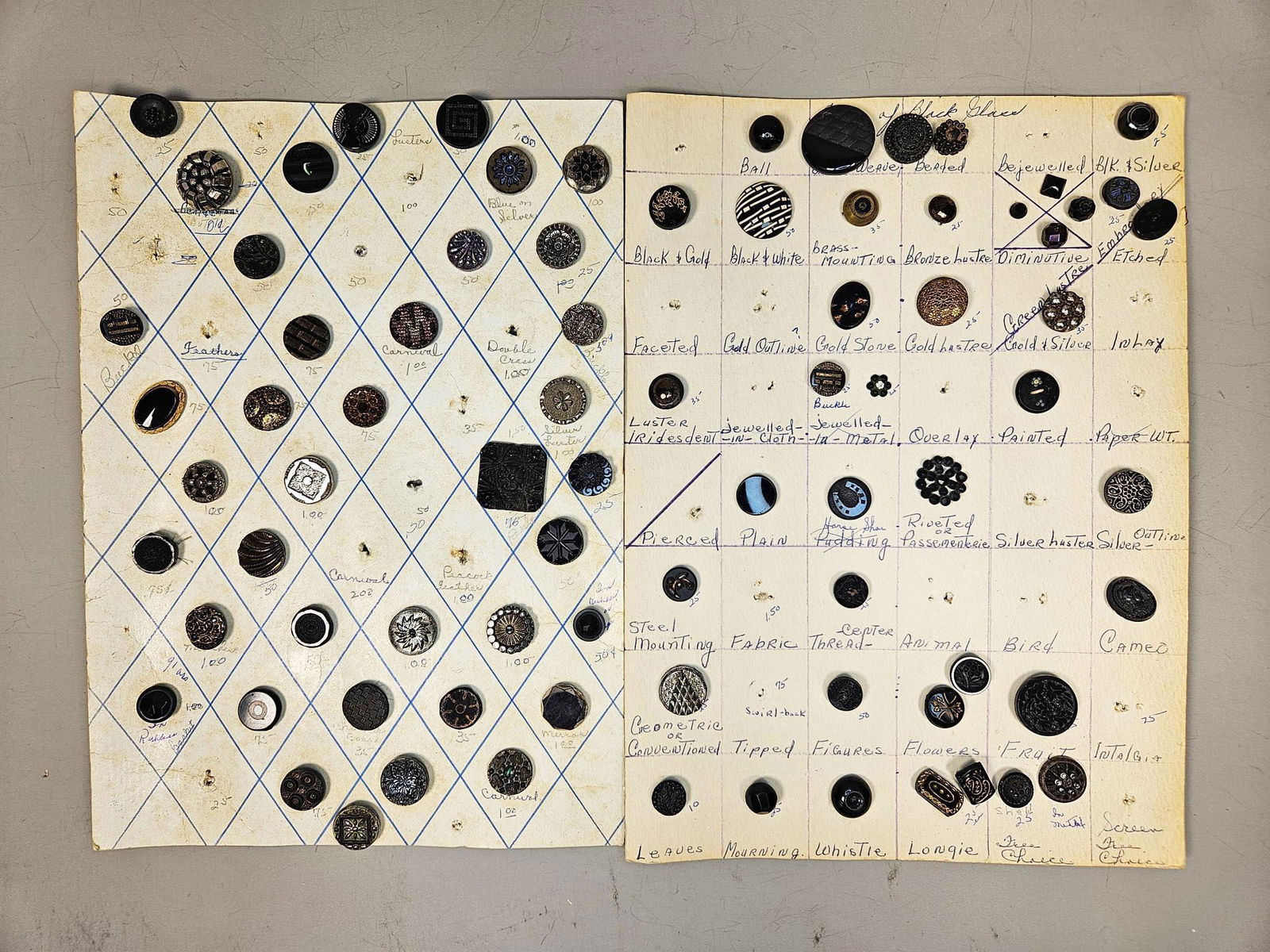 A Large Collection of Antique and Vintage Buttons on Original Annotated Display Cards (1 of 19)