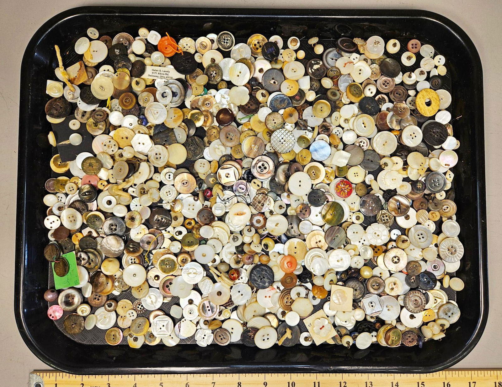 A Large Collection of Assorted Vintage and Contemporary Buttons, including Mother-of-Pearl, Plastic, (1 of 12)