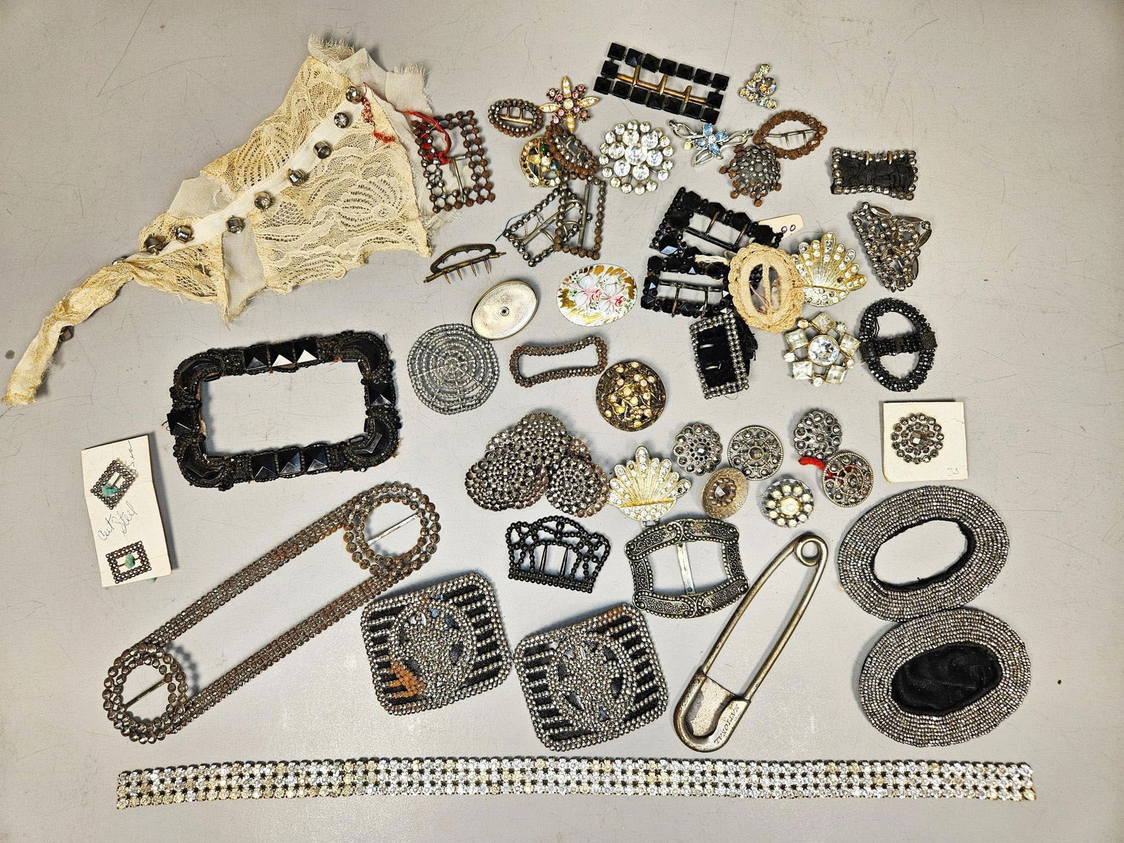 A Collection of Antique and Vintage Fashion Accessories, Buckles, including Cut Steel and Beaded (1 of 15)