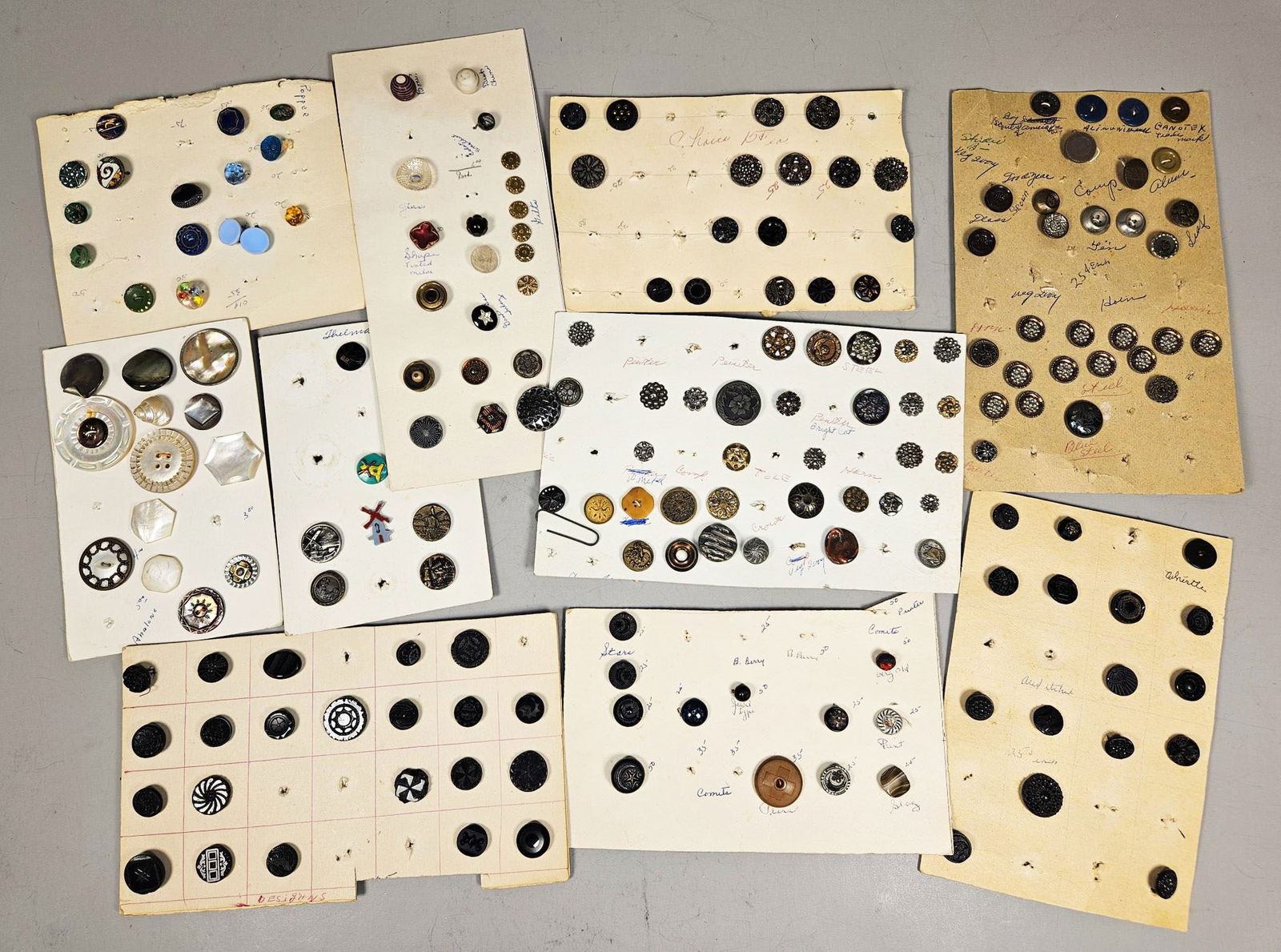 A Collection of Antique and Vintage Buttons on Sample Cards, Late 19th to Mid-20th Century (1 of 19)
