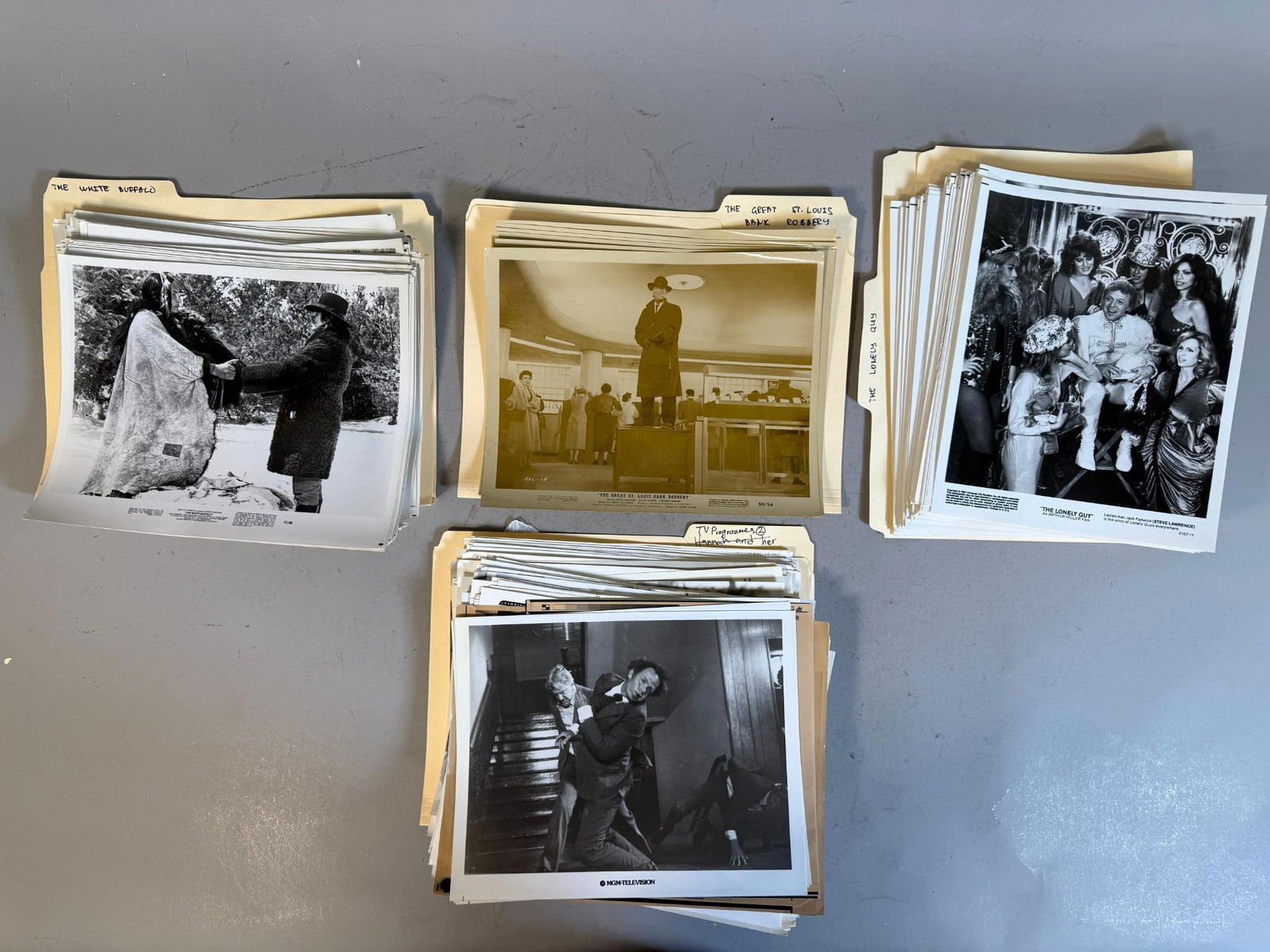 A Collection of Vintage Film and Television Press Photographs, including 'The Lonely Guy' and 'The: A substantial collection of vintage photographic prints, primarily 8x10 inches, comprising press and promotional stills from various film and television productions of the late 20th century, predomina