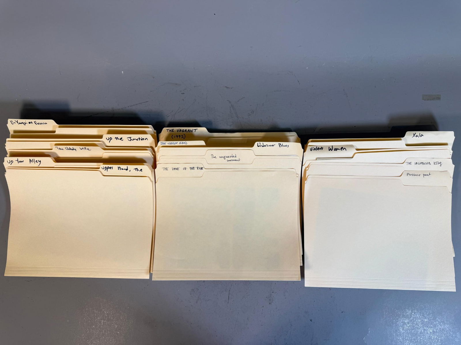 A Collection of Film and Television Publicity Stills and Press Materials, 1960s-1990s: This lot comprises group of to group of manila file folders, each containing multiple black and white photographic prints, primarily 8x10 inches, along with associated paper documents such as press re