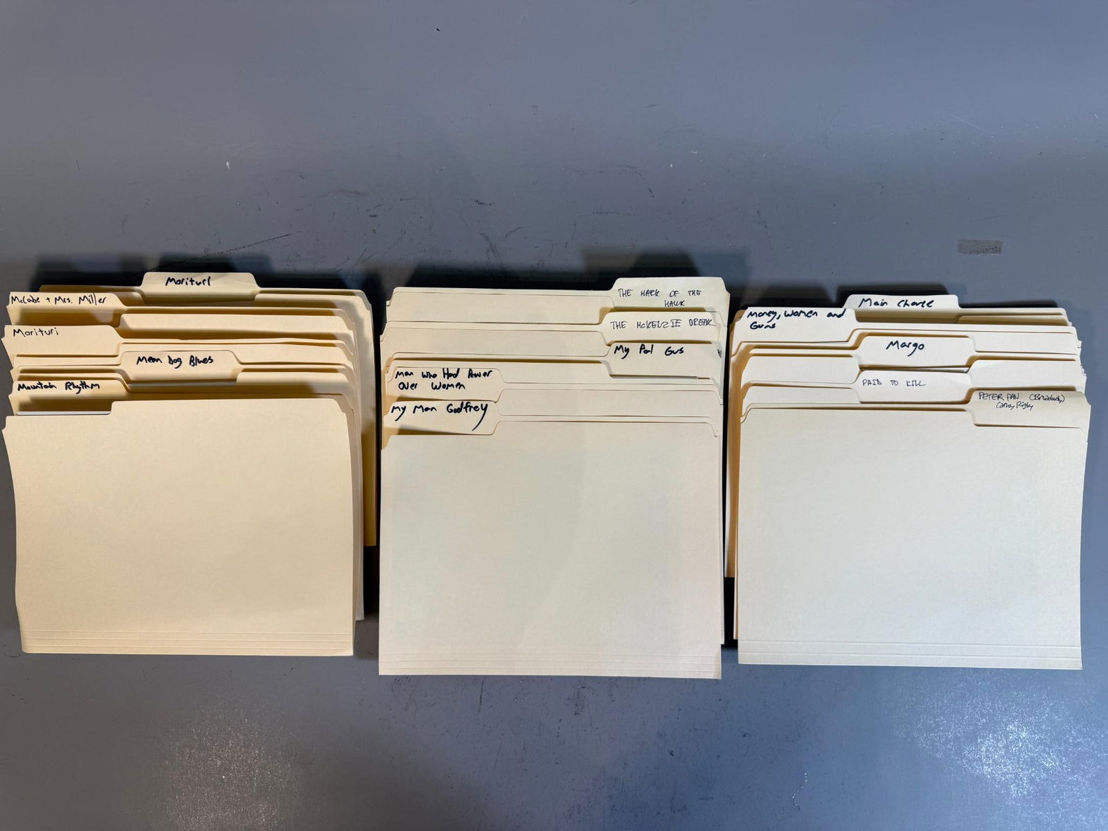 A Collection of Mid-20th Century Film and Television Production Photographs in Archival File Folders: A substantial collection of photographic prints, primarily black and white glossy publicity stills and production photographs, with some color photographs also present. These images relate to various