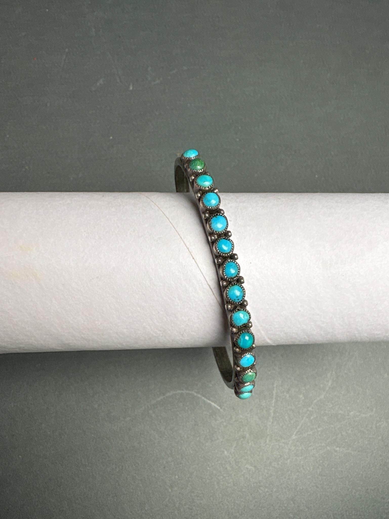 Fred Harvey Era Sterling Silver Turquoise Cuff Bracelet (1 of 5)