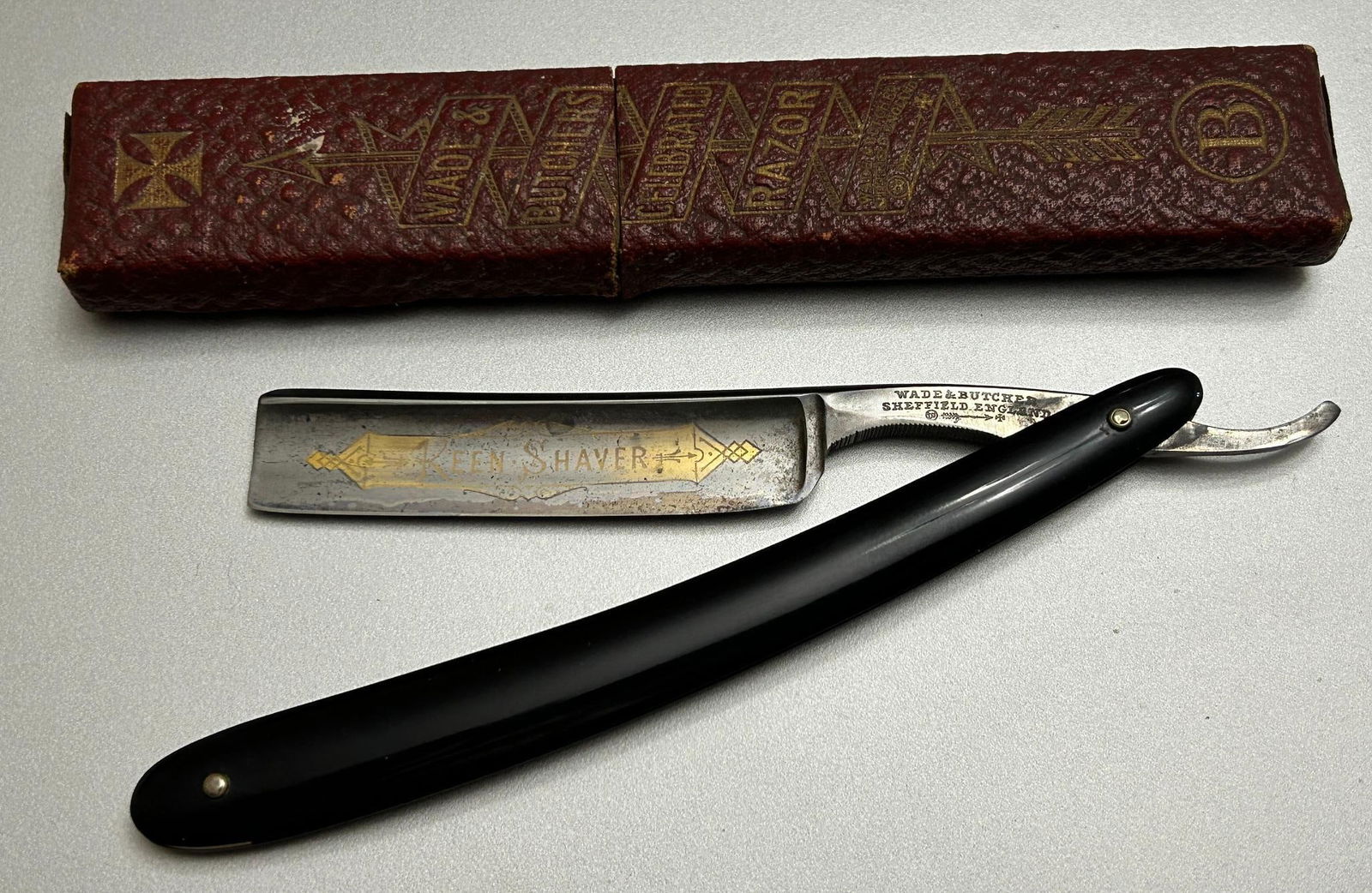 Vintage Straight Razor Wade & Butcher Keen Shaver with Case Sheffield England (1 of 11)