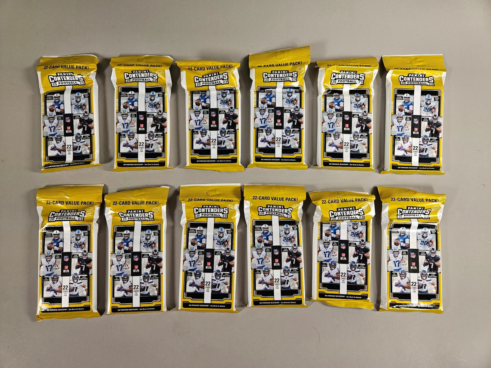 Factory-Sealed 2023 Football Trading Card Boxes: Panini Contenders Jumbo Value 12-Pack (1 of 11)