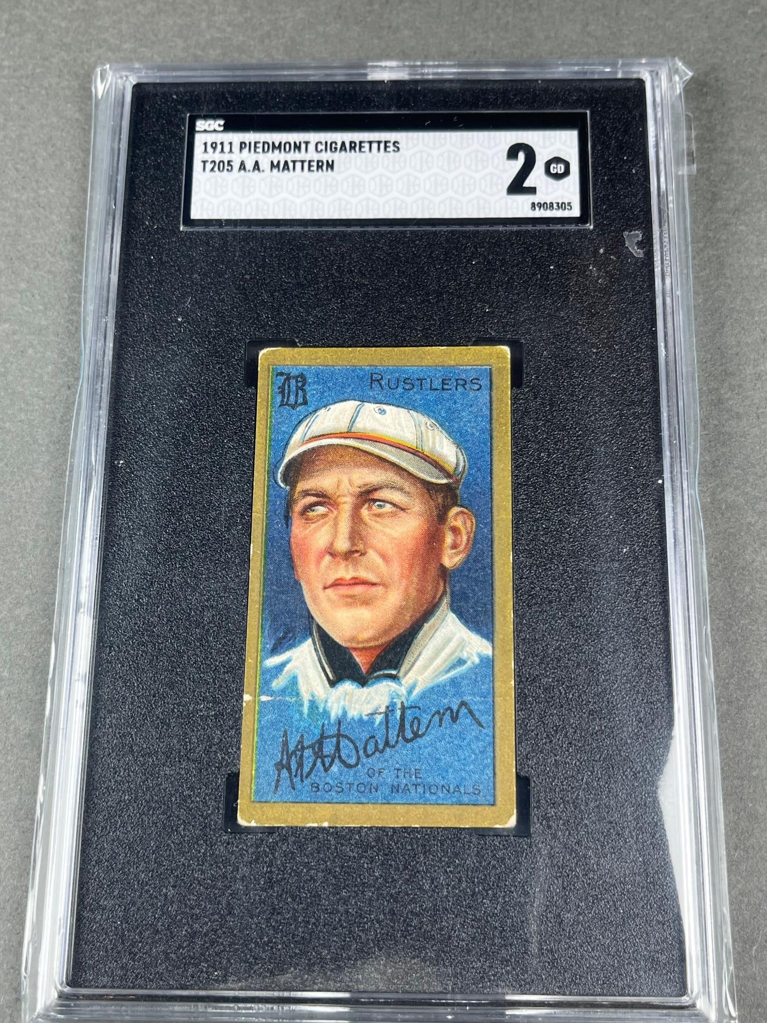 A.A. Mattern Boston, T205, 1911, Piedmont, Cig, SGC, Good: Series 400, 2. Burns in-house shipping is available. Pick up is Thursday, Dec. 4 from Noon to 7 pm at our gallery in Lancaster, Ohio 43130 or we will provide in-house shipping for this item. We will c