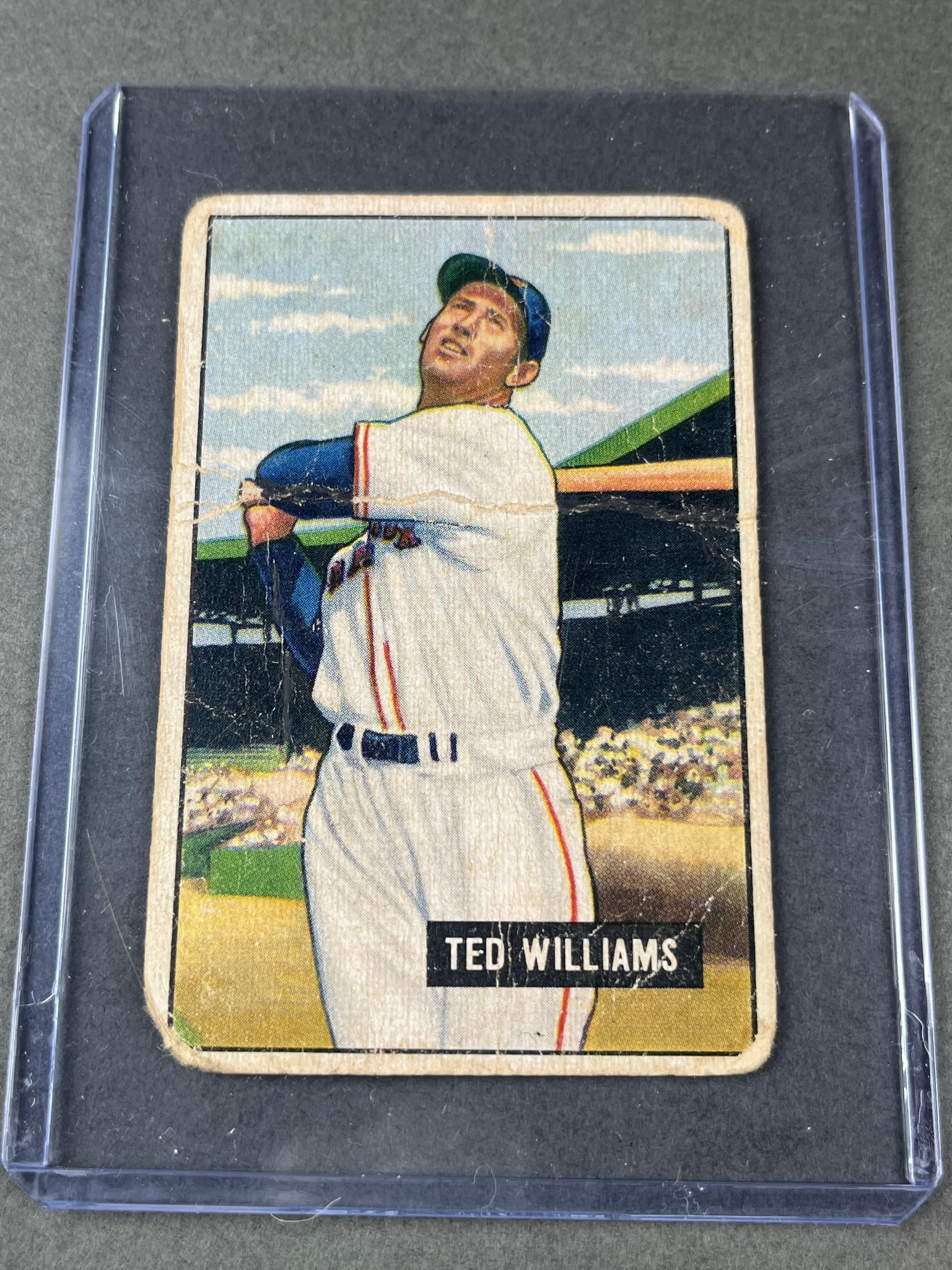 Ted Williams, Boston Red Sox, 1951 Bowman, fair-poor (1 of 5)