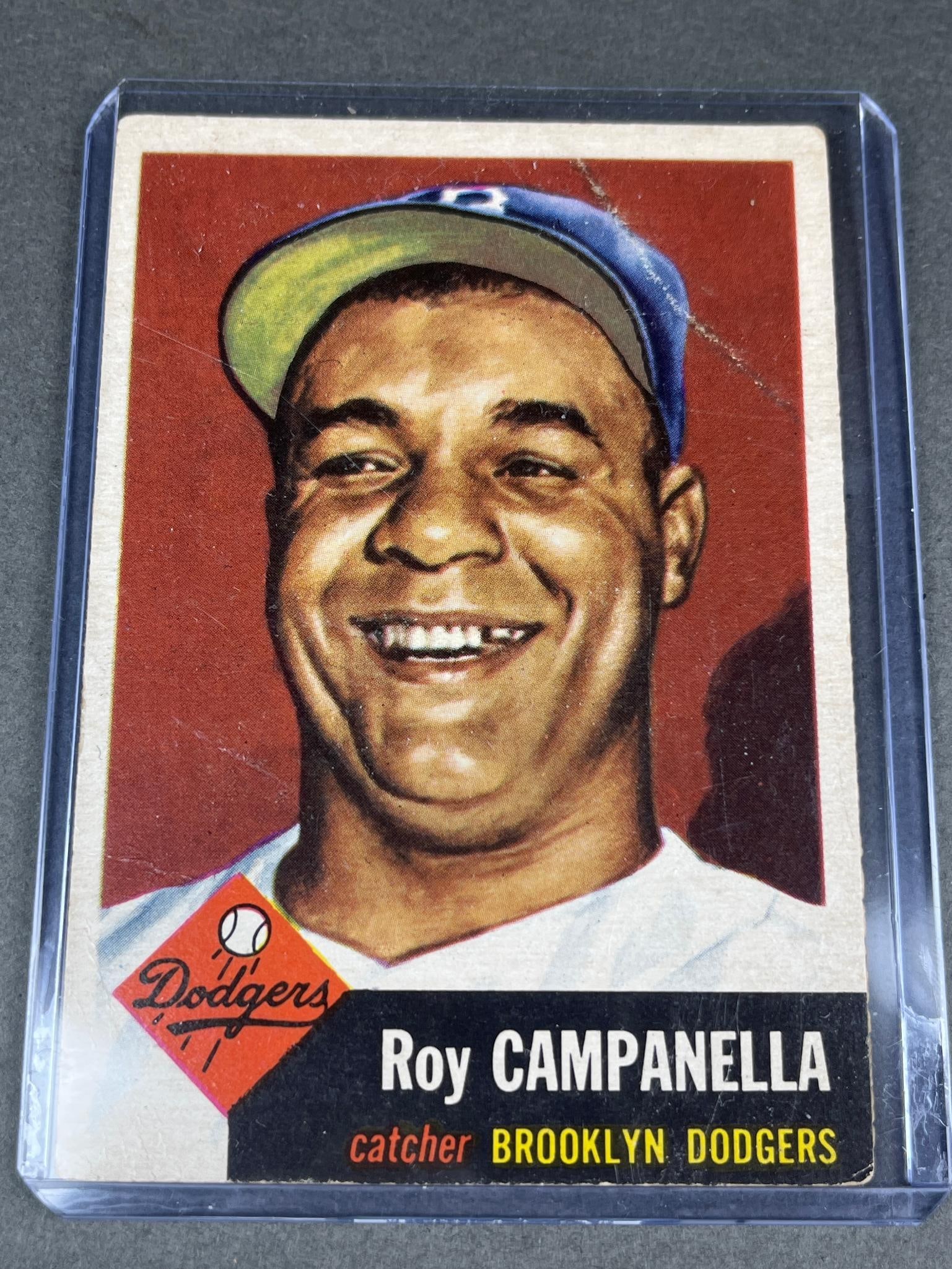Roy Campanella, Brooklyn Dodgers, 1953 Topps slight creases (1 of 6)