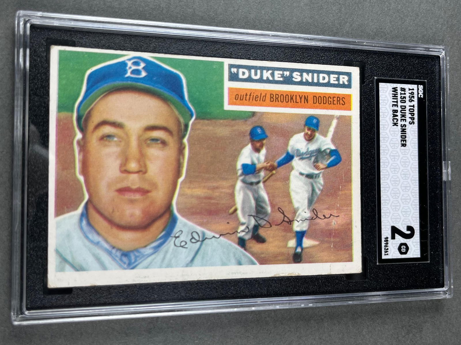 Duke Snider, Brooklyn Dodgers, 1956 Topps, SGC, good, White Back (1 of 8)