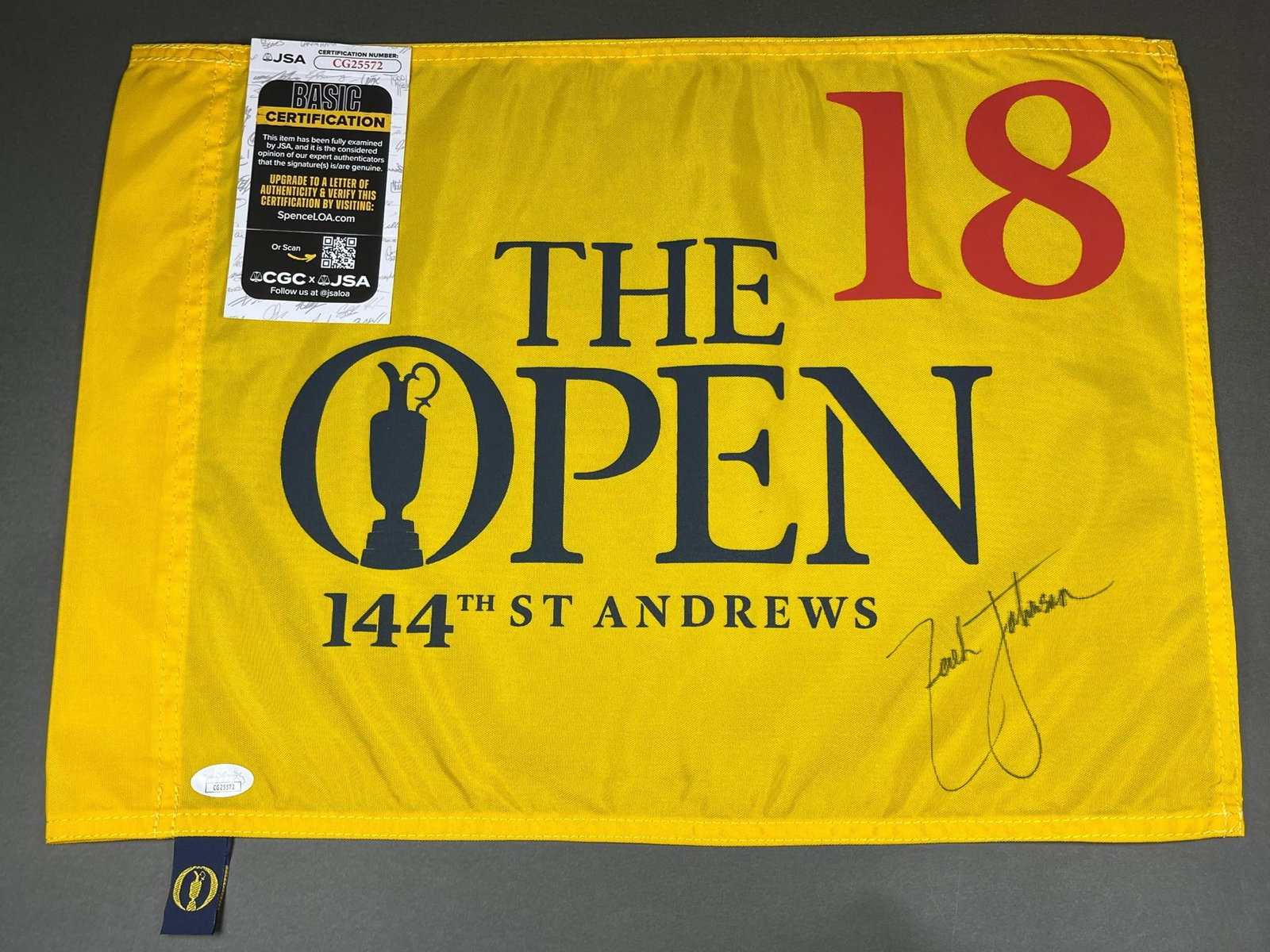 Jack Johnson signed The Open flag, 144th St. Andrews flag, JSA (1 of 7)