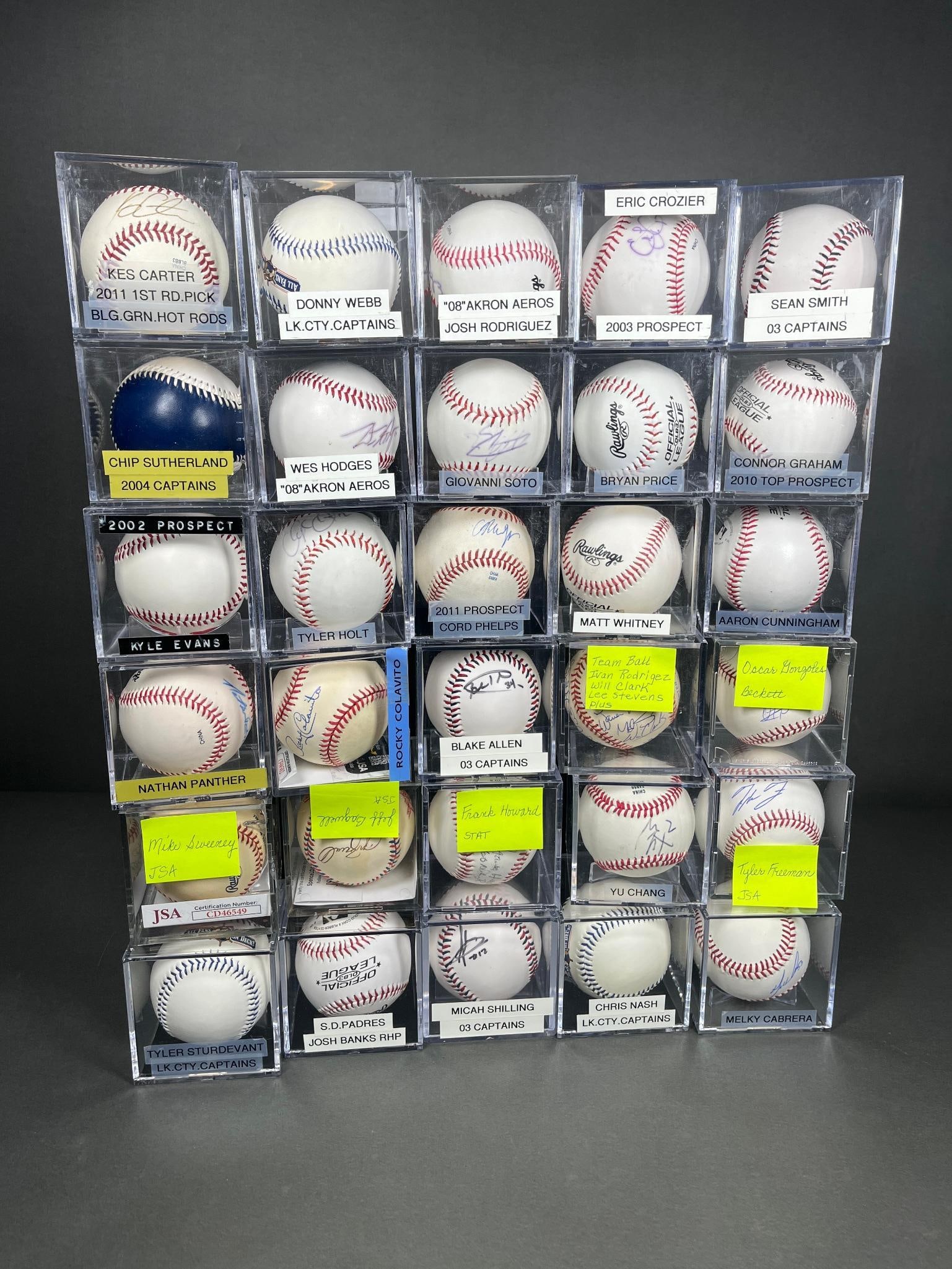 36 signed baseballs w/ Bagwell, Rocky Colavito, Oscar Gonzales, Tyler Freeman (1 of 14)