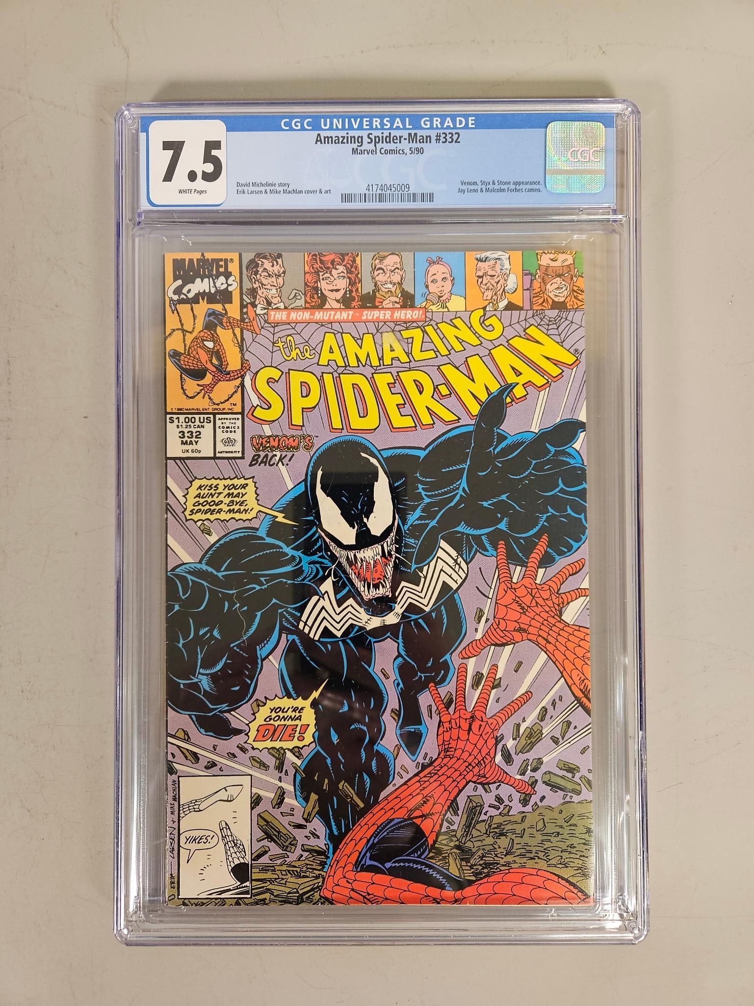 A Comic book, Marvel Comics, The Amazing Spider-Man #332, CGC Graded 7.5, Venom Cover (1 of 2)