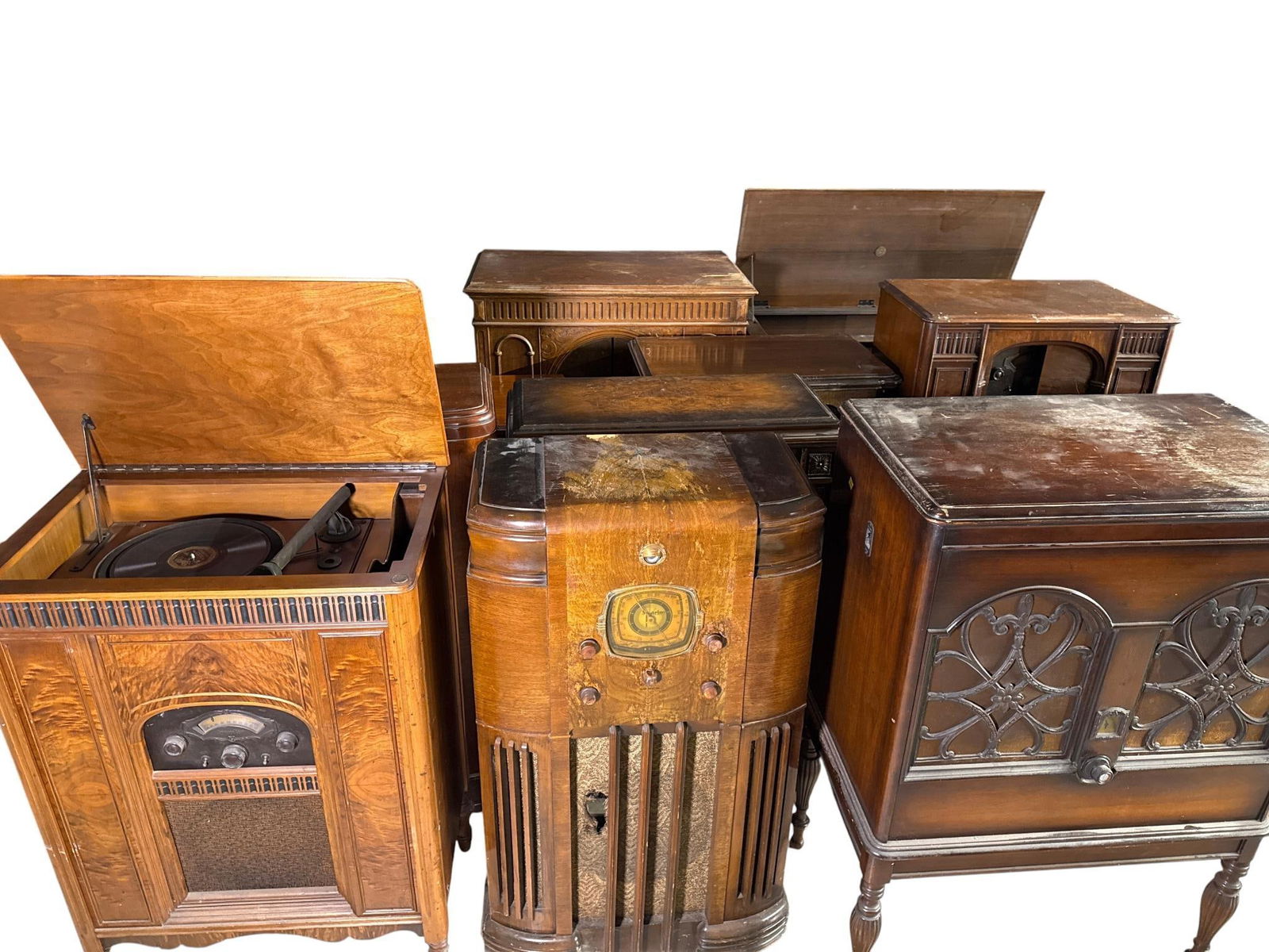 A Collection of Vintage Wooden Console Radios and Radio-Phonographs, circa late 1920s-1930s (1 of 20)