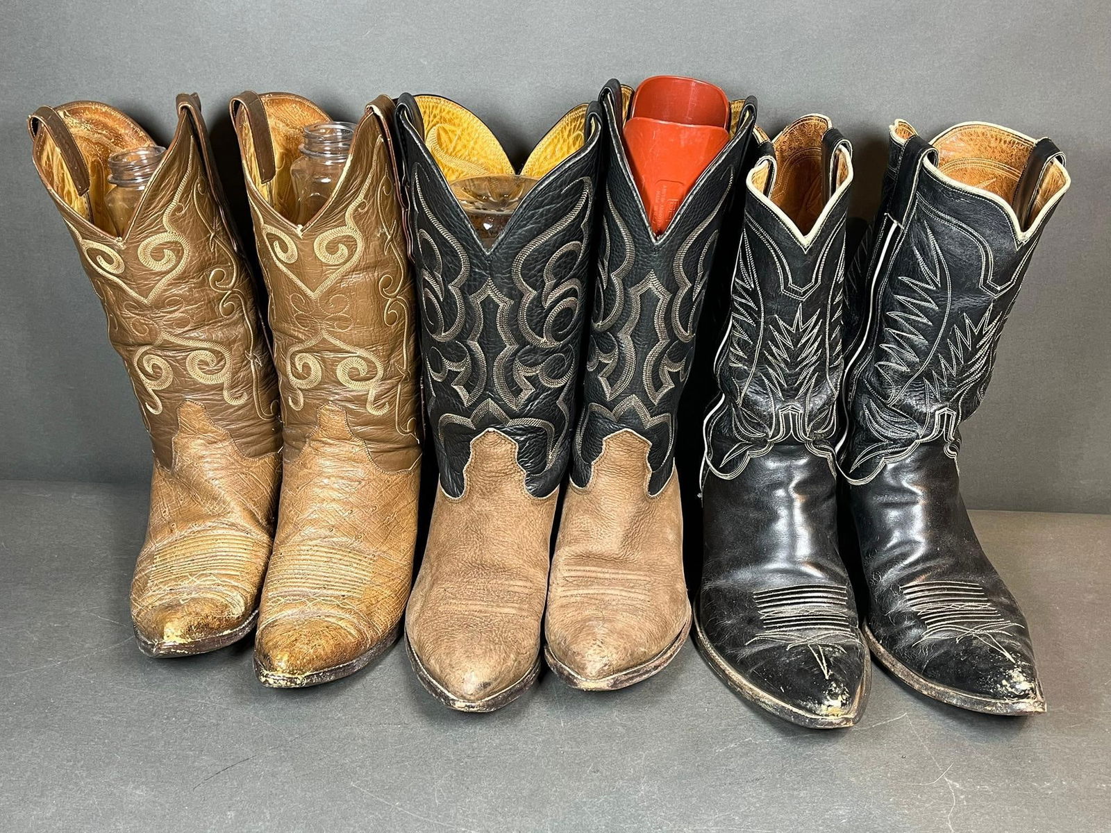 A Collection of Five Pairs of Men's Leather Western Cowboy Boots, including Lucchese, Corona, and (1 of 20)