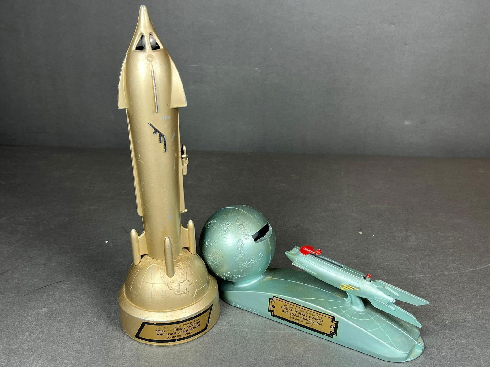A Pair of Vintage Space Age-Style Cast Metal Coin Banks (1 of 20)