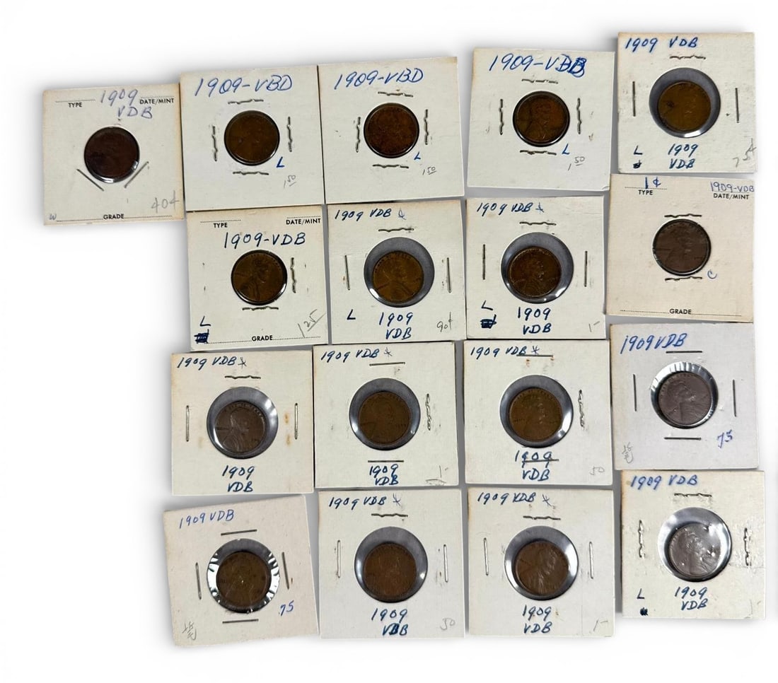 A group of 1909 VDB Lincoln Wheat Cents (1 of 11)