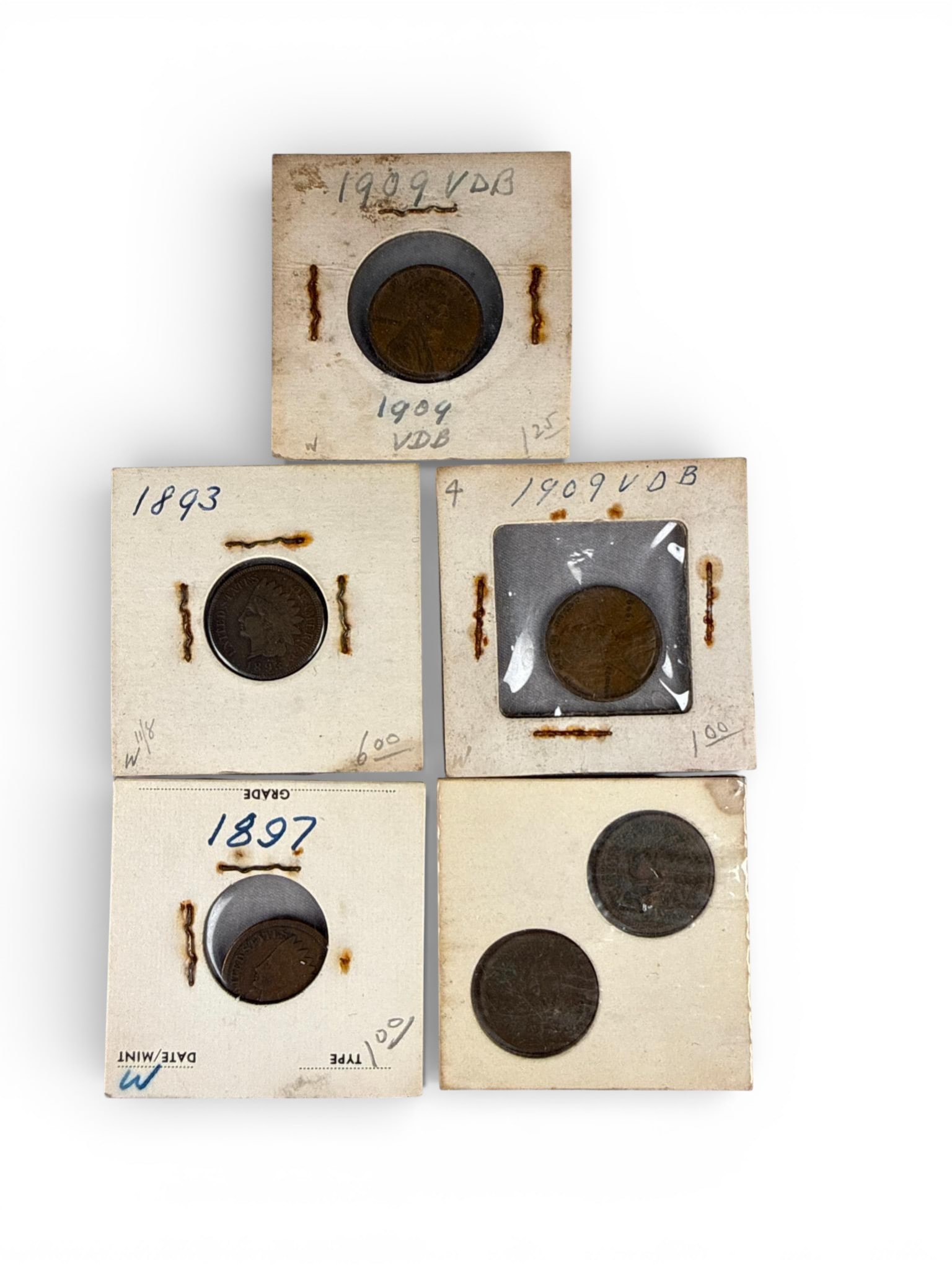 A Collection of United States One-Cent Coins including 1909 VDB Lincoln Cents and Indian Head Cents (1 of 19)