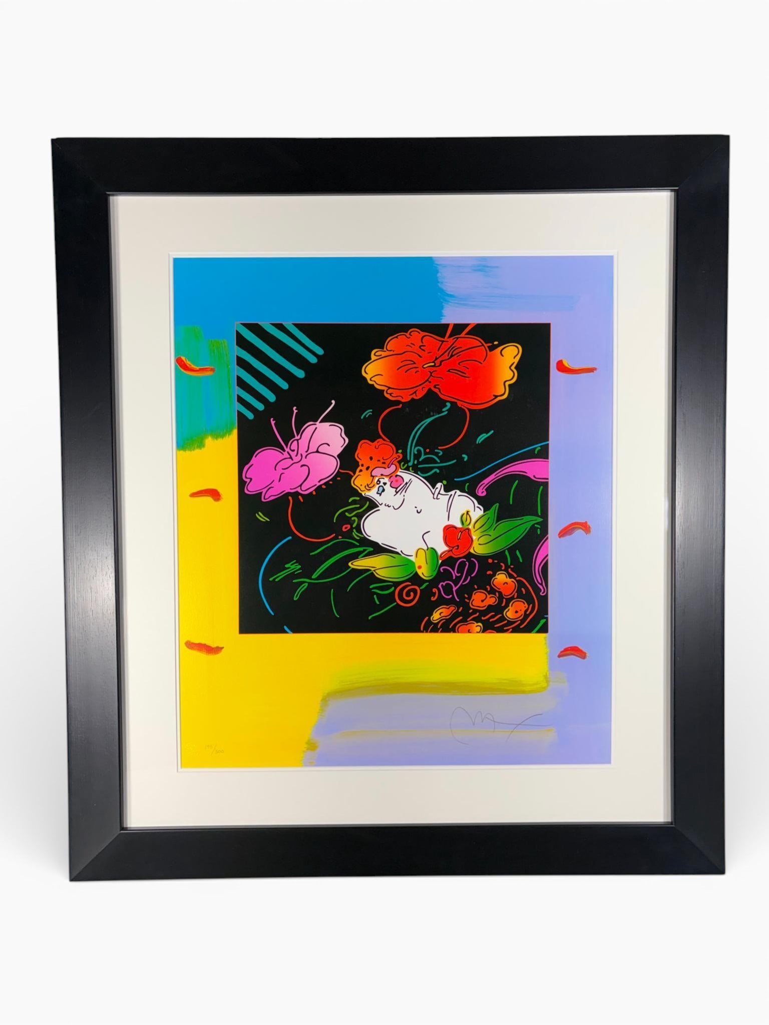 Peter Max Lady Floating Flowers Pencil Signed Lithograph 2004 195/300 (1 of 14)