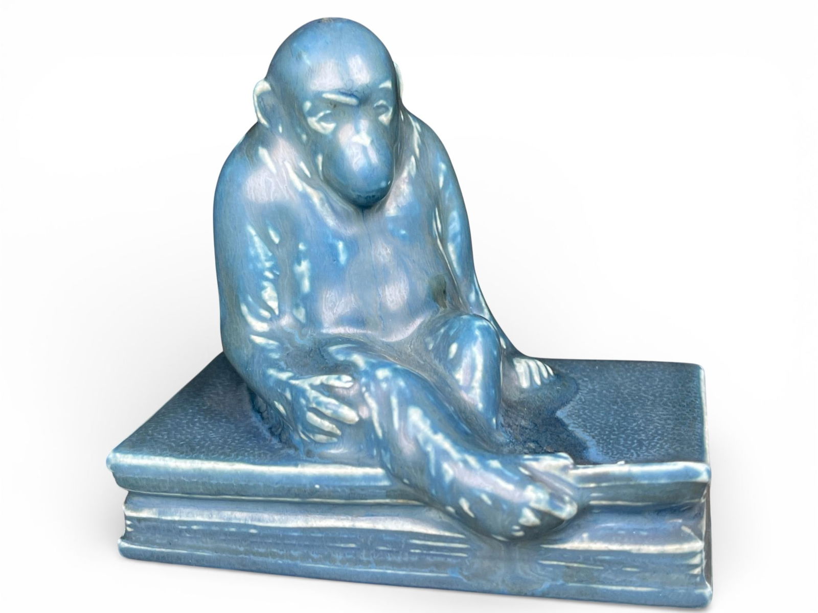 Rookwood Pottery Monkey on Book Figure, Mold 2677, Glazed Ceramic (1 of 10)