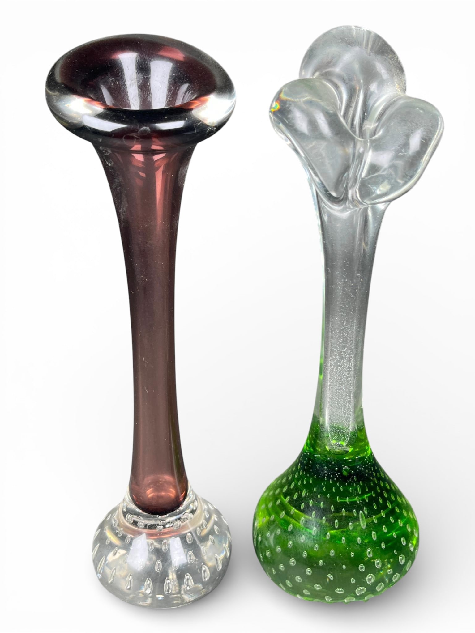 A group of Mid-Century Modern Art Glass Bud Vases with Controlled Bubble Bases (1 of 16)