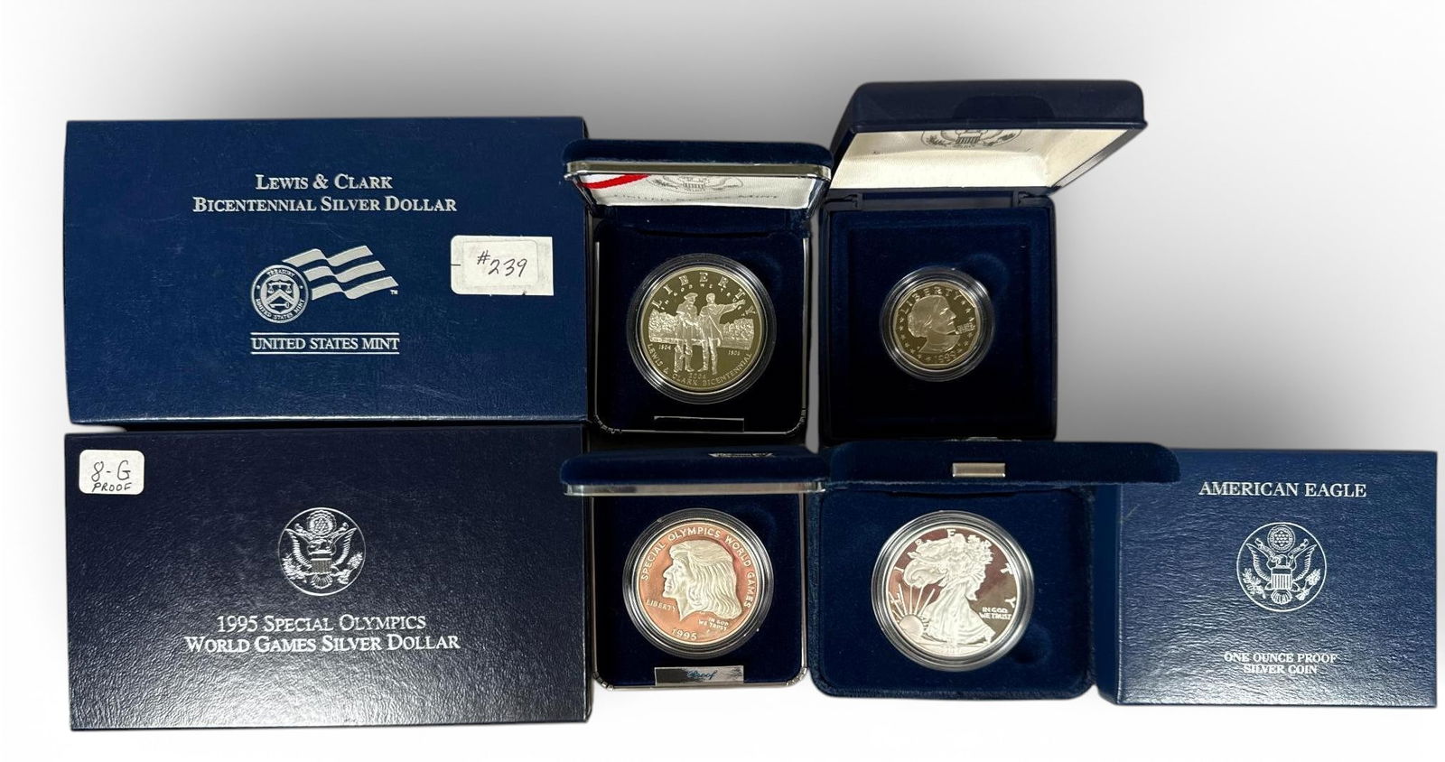 Group Lot of 3 US Silver Mint Dollar Coins + Susan B Anthony Dollar (1 of 12)