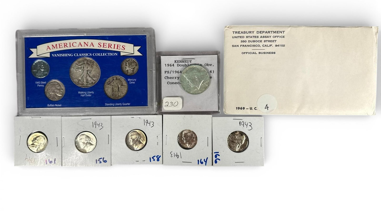 Group Lot of Silver US Coins + 1969 Mint Set (1 of 16)