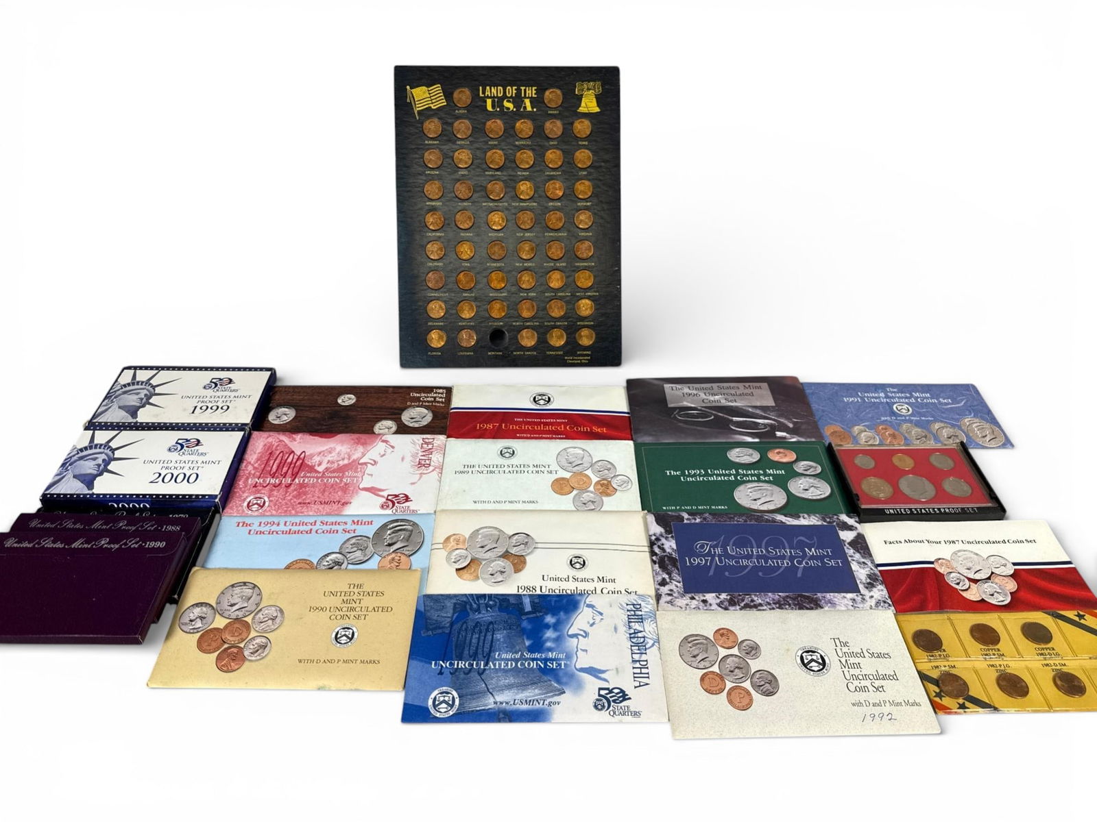 A 'Land of the U.S.A.' Lincoln Penny Collection and a Collection of United States Mint Coin Sets (1 of 9)