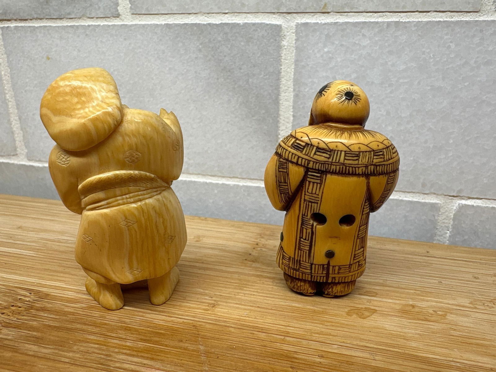 Carved Bone Japanese Netsuke Figures - 3