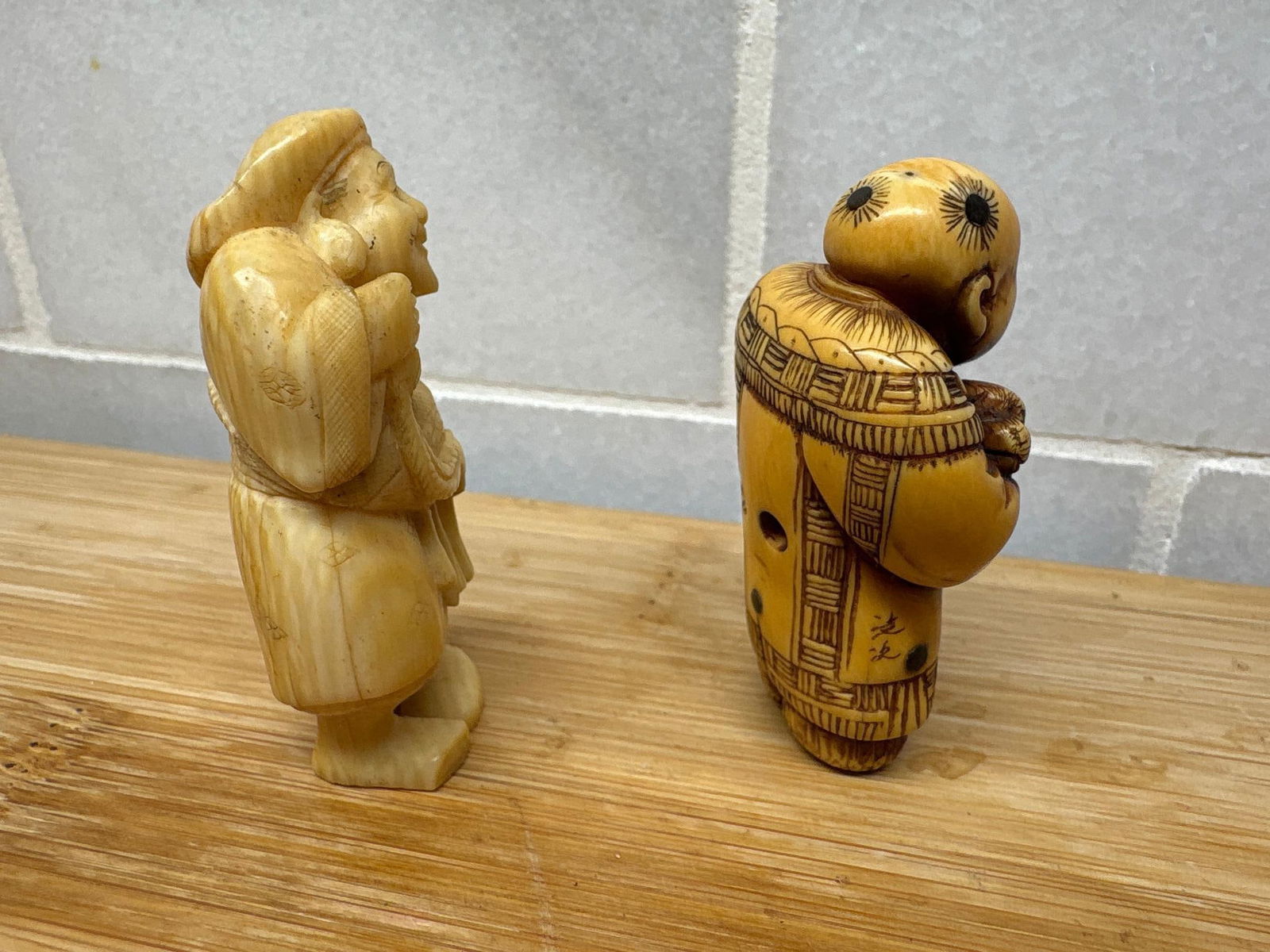 Carved Bone Japanese Netsuke Figures - 4