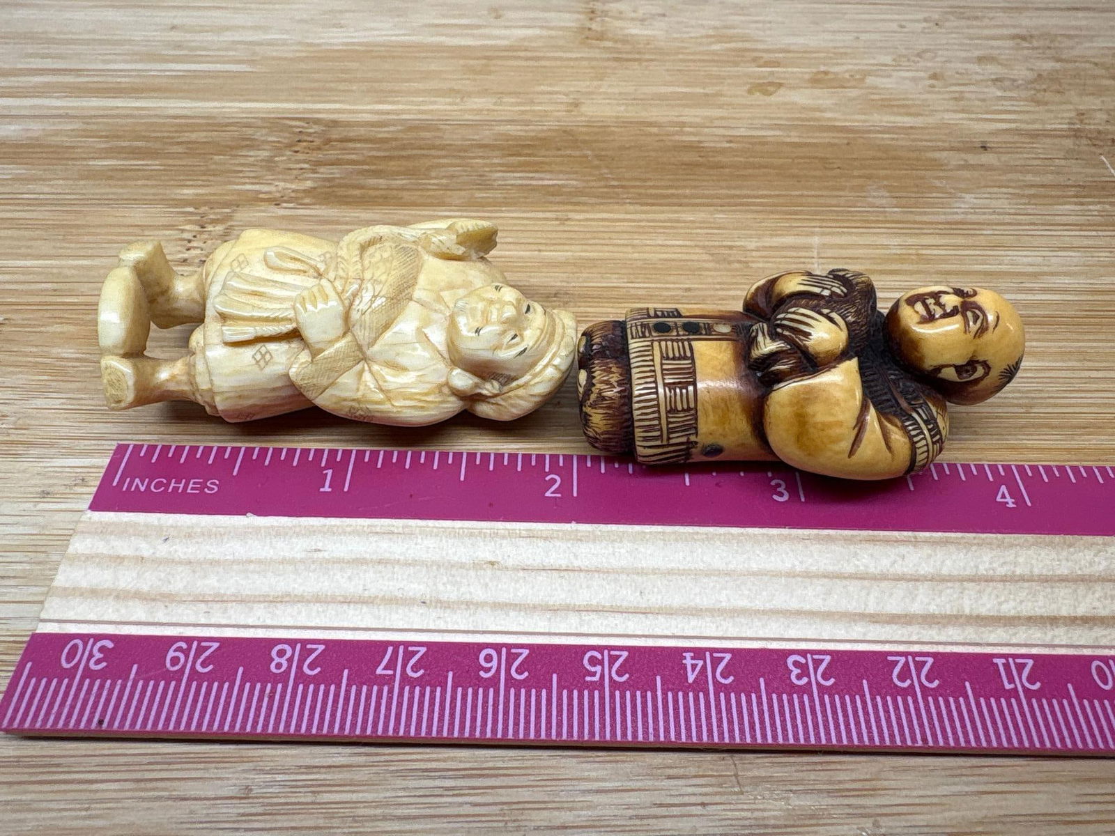 Carved Bone Japanese Netsuke Figures - 6