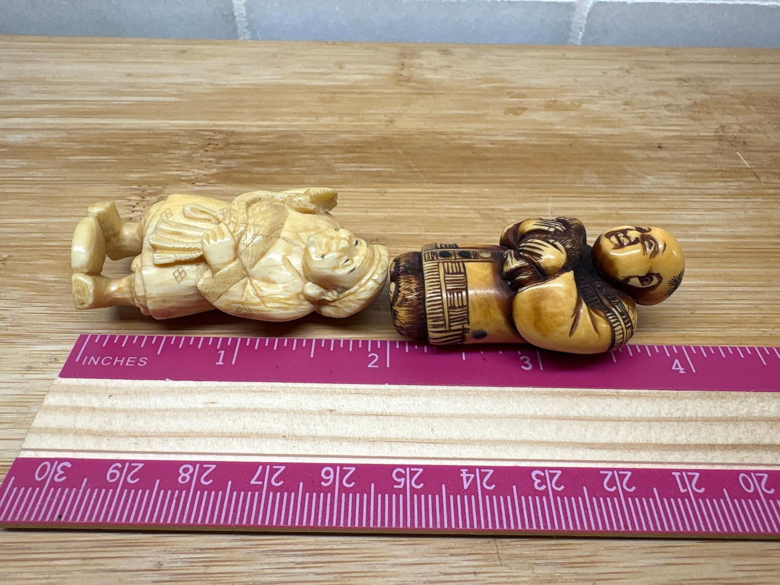 Carved Bone Japanese Netsuke Figures - 7