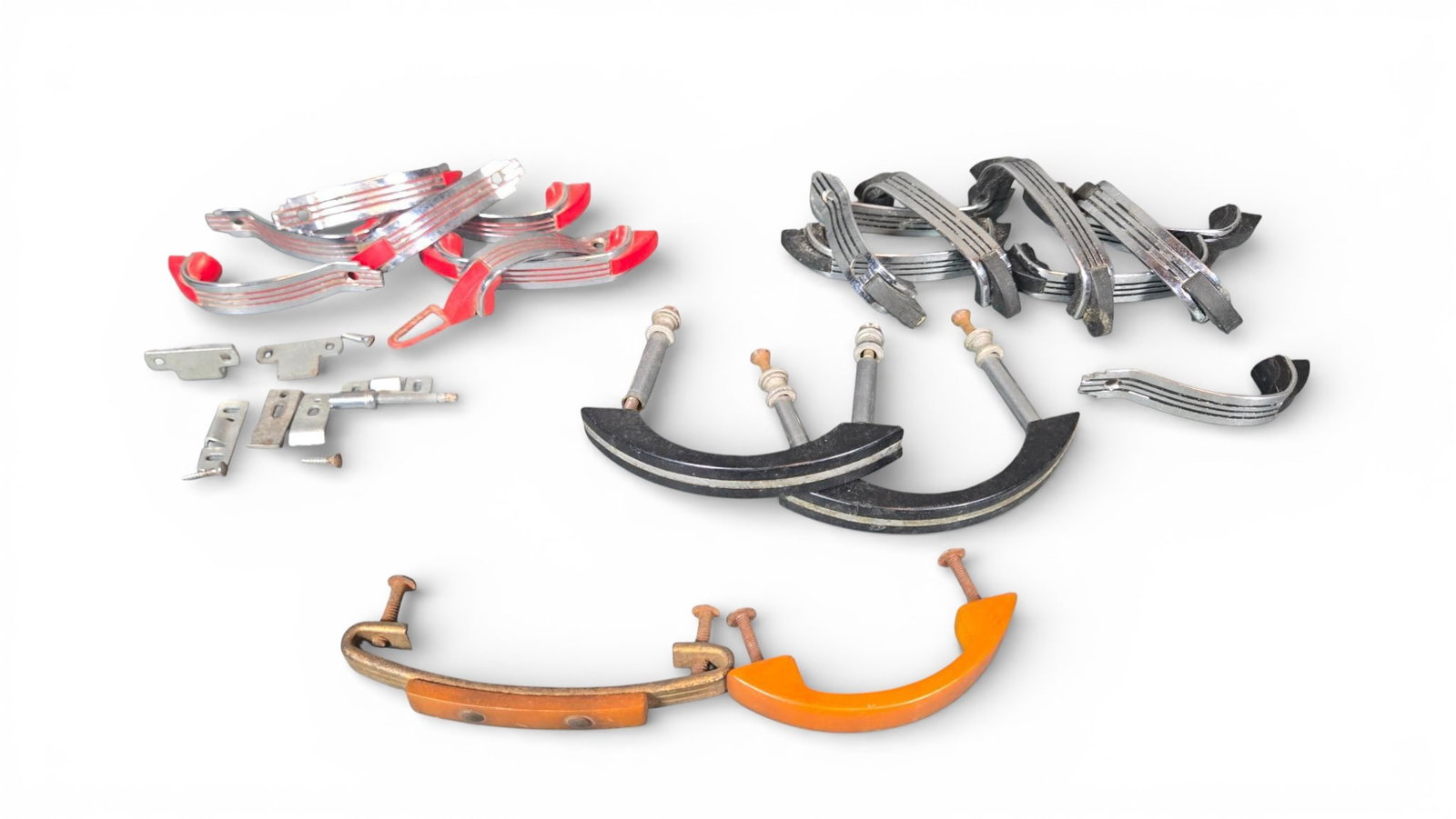 Mid-Century Modern Streamline Furniture Hardware Pieces including Butterscotch Bakelite Pulls (1 of 11)