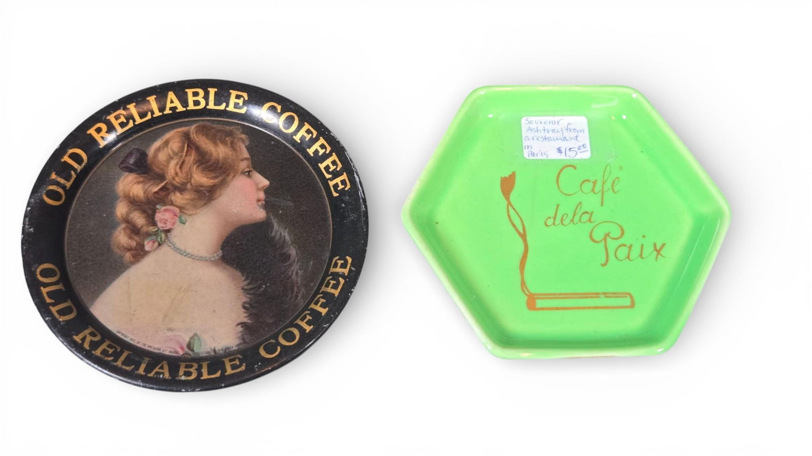 Antique Collectibles Including a La St Uzienne Cafe de la Paix Ashtray and Advertising Ephemera (1 of 3)