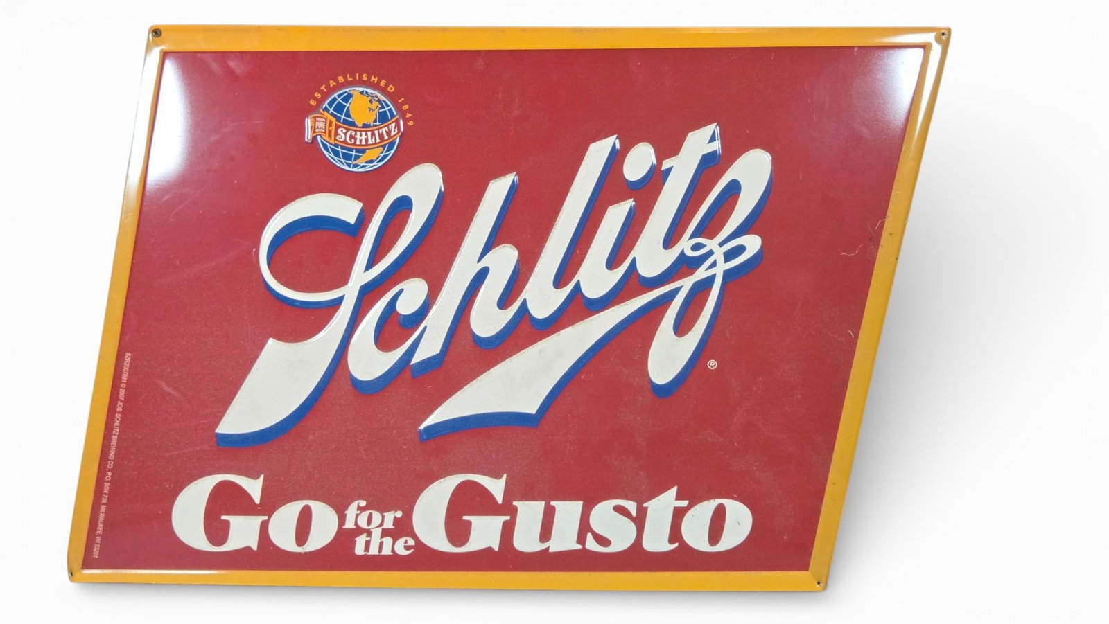Schlitz Go for the Gusto Metal Advertising Sign (1 of 5)