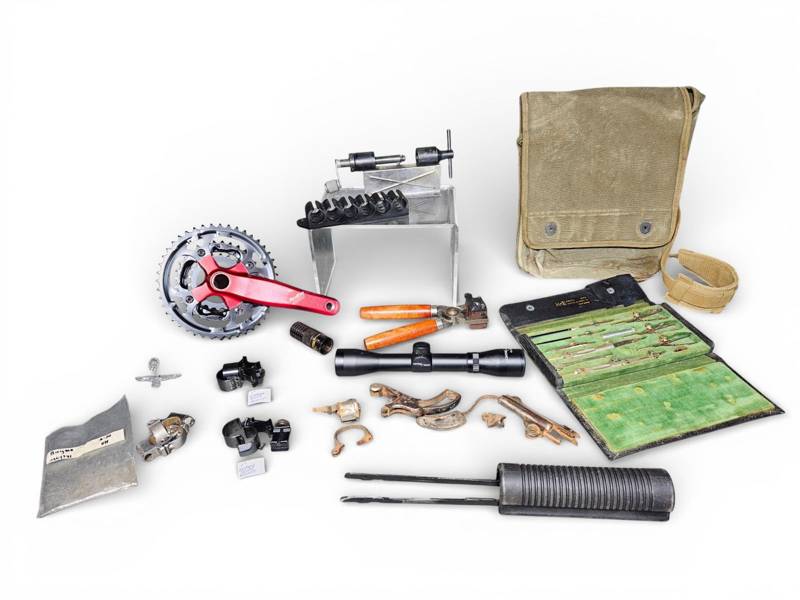 WWII Era Canvas Map Case, Cycling Components, and Firearm Accessories (1 of 14)