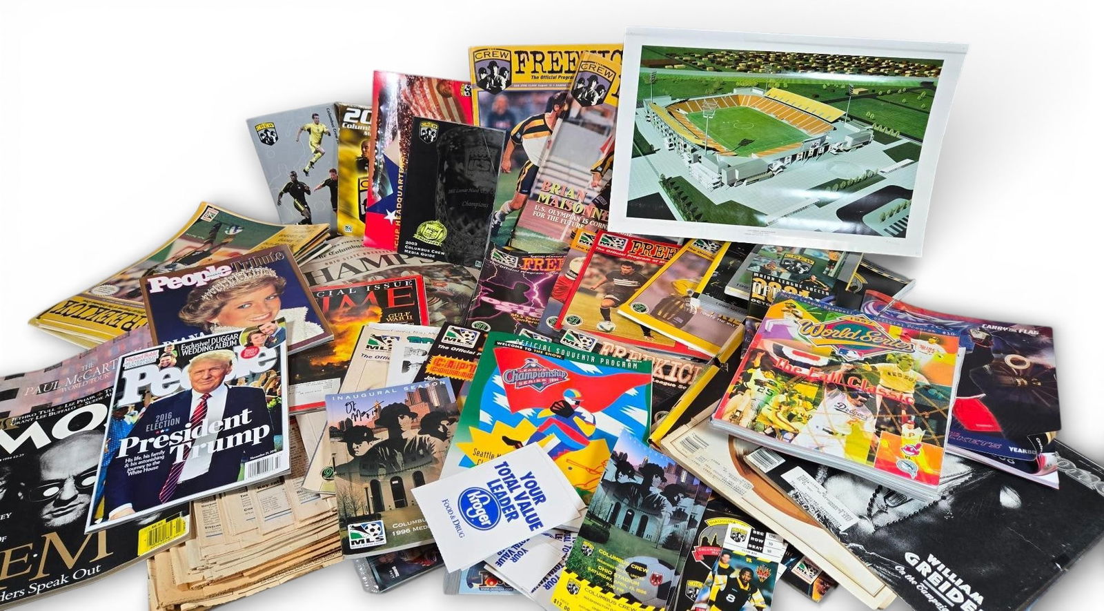 A Collection of Sports and Historical Ephemera, including Columbus Crew Stadium Print (1 of 15)