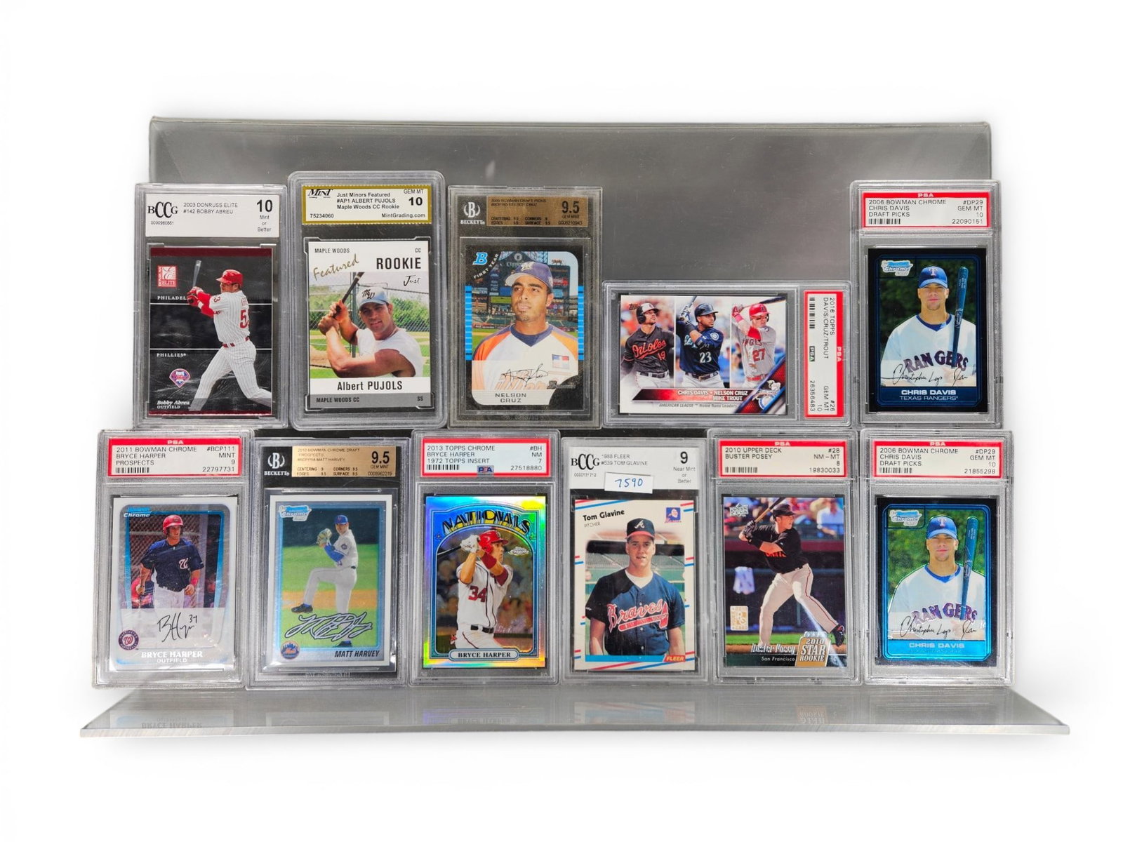 A group of Graded Baseball Cards Featuring the 2005 Bowman Chrome Nelson Cruz Rookie Card: A group of professionally graded modern baseball trading cards, encapsulated in sealed plastic slabs from leading services including PSA, BGS, BCCG, and MINT. The collection spans production years fro