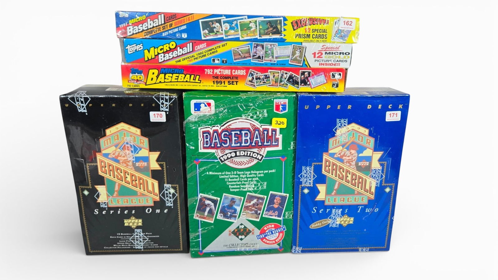 Factory-Sealed Vintage Baseball Card Sets and Hobby Boxes, Topps Micro and Upper Deck, 1990s (1 of 6)