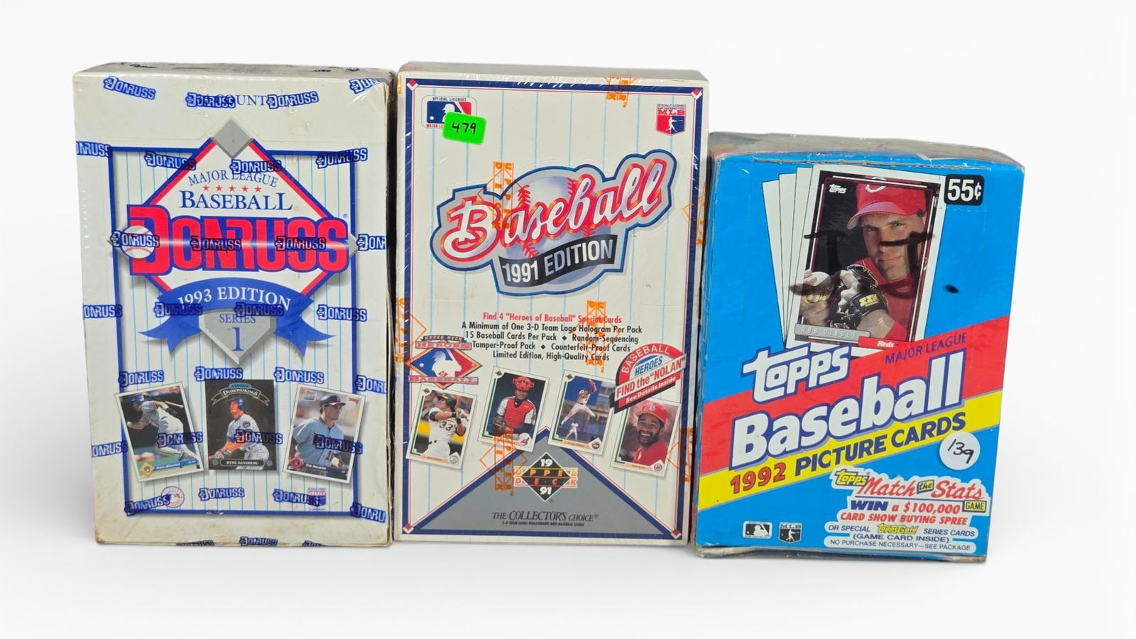 A group of Factory-Sealed Major League Baseball Trading Card Hobby Boxes Early 1990s (1 of 3)