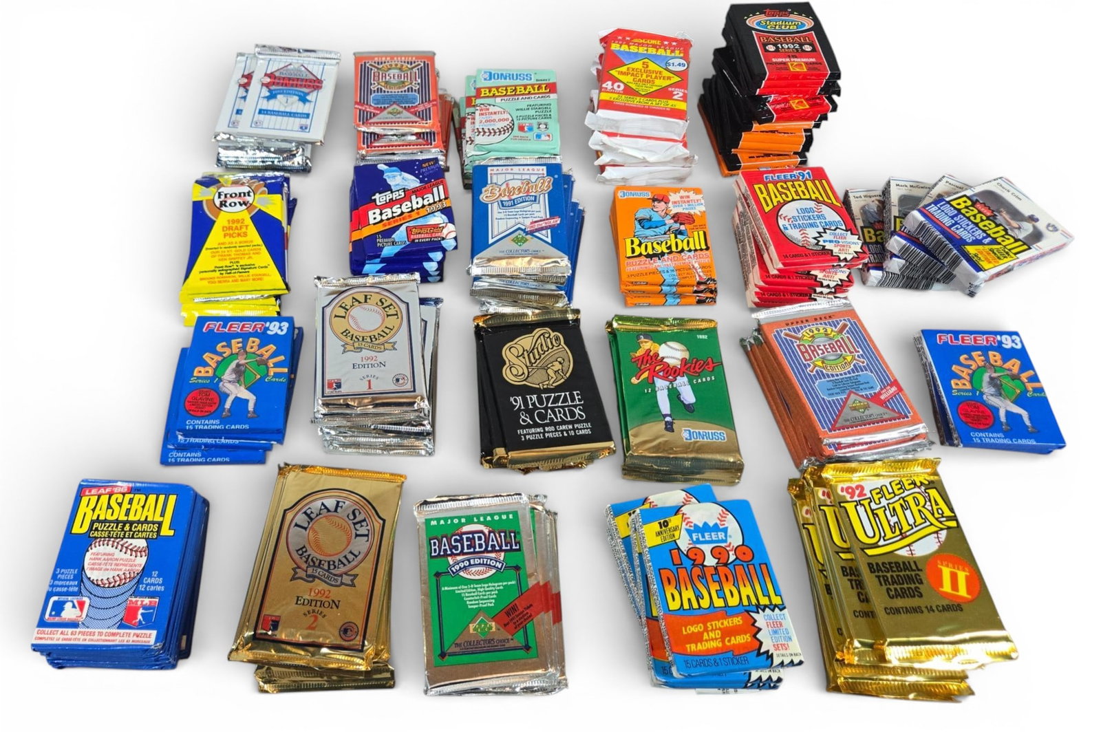 A group of Stacks of Vintage Unopened Sports Trading Card Packs c. 1986-1993 (1 of 19)