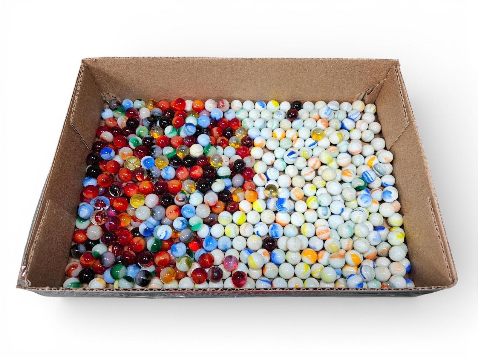 Collection of Vintage Machine-Made Glass Marbles including Agate Swirls and Opaque Milkies (1 of 10)
