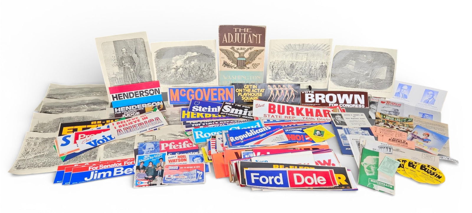 Pieces of Mixed Political Ephemera, Historical Prints, and Washington High School Cadets Yearbook (1 of 9)