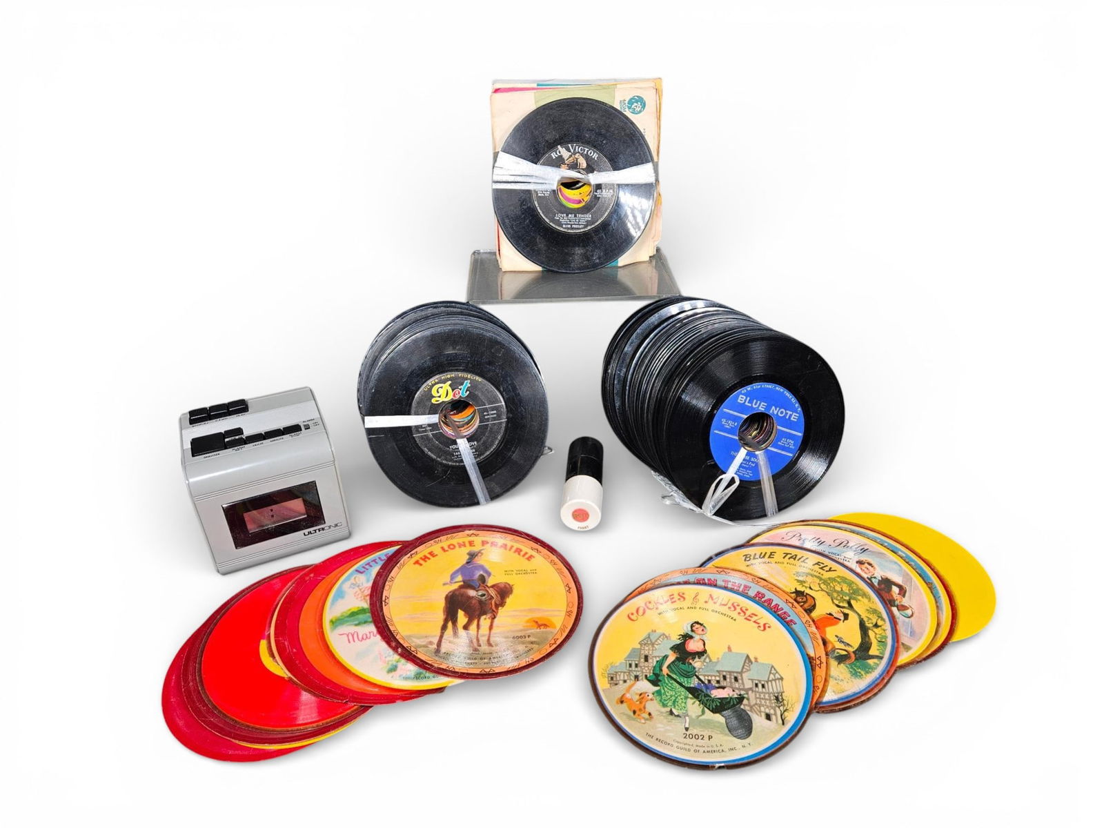 Vintage RPM Vinyl Records, Picture Discs, and ULTRONIC Cassette Player (1 of 4)